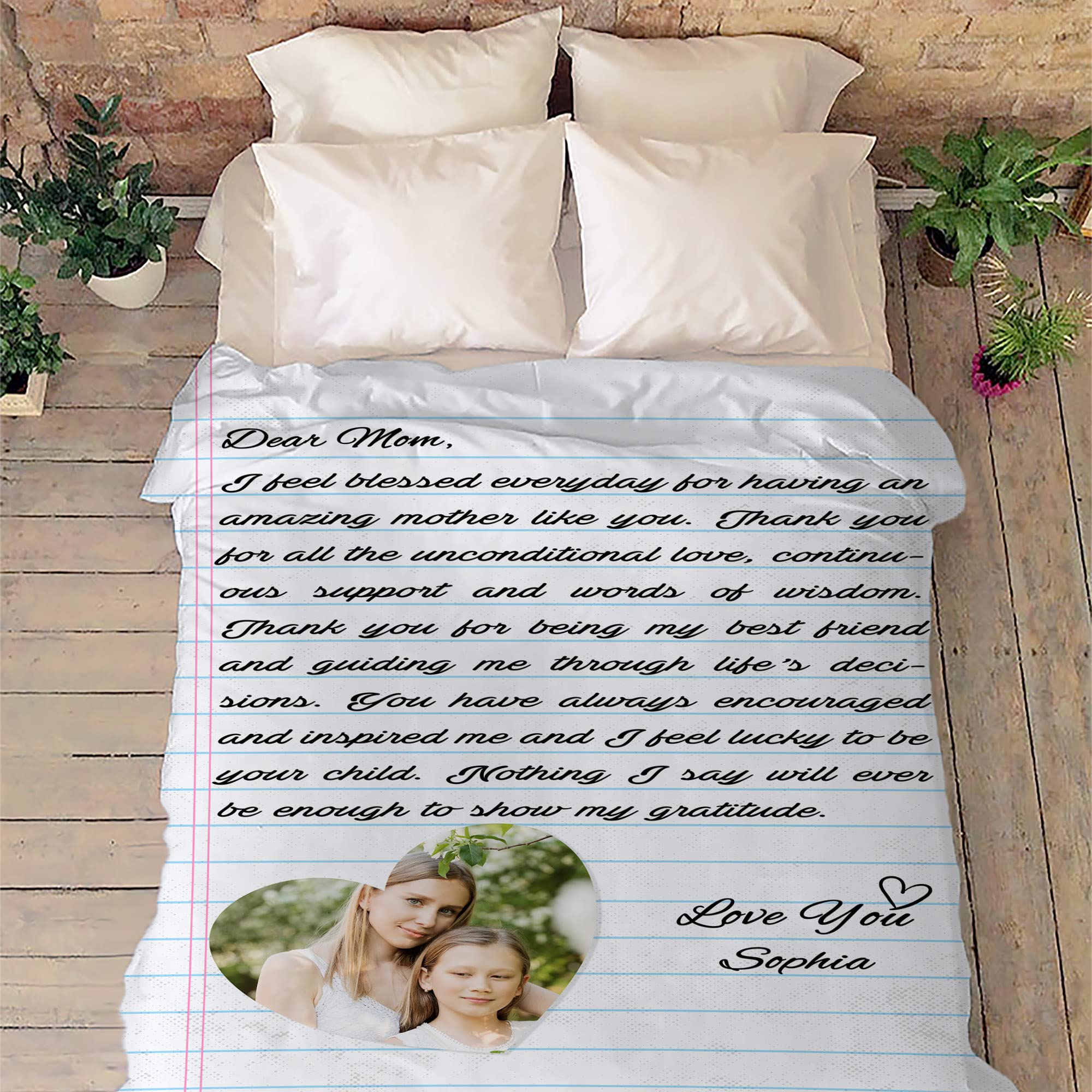 Custom Photo Blanket for Mom - Personalized Gift from Daughter or Son - Soft & Lightweight Throw - Mother's Day, Birthday, Christmas Present - Made in USA - Perfect for Cozy Nights, Family Gatherings & Heartwarming Surprises