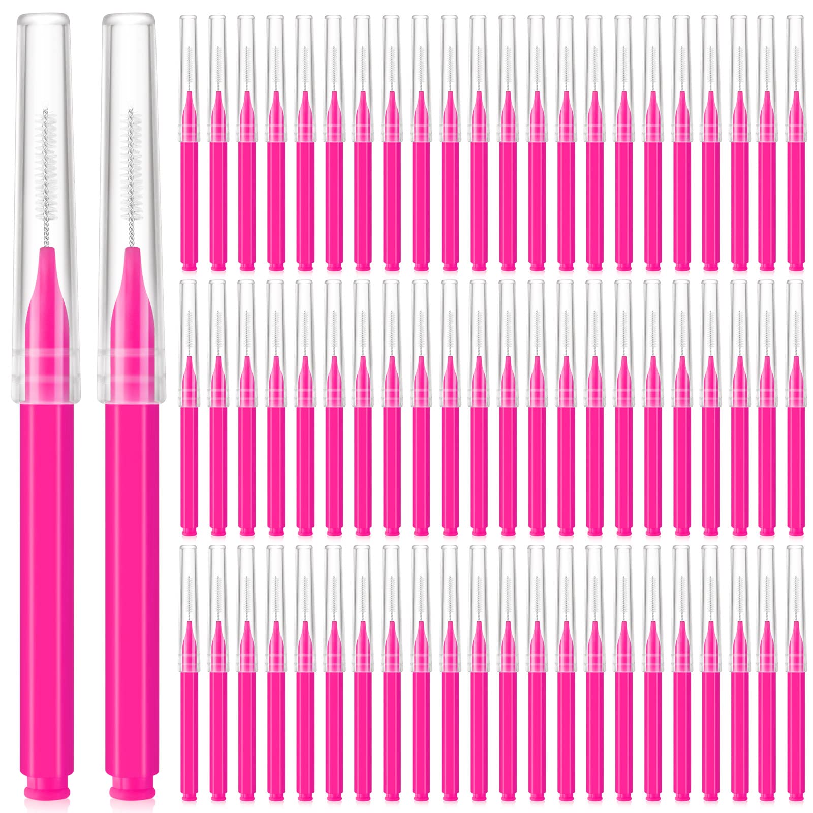 100 Pieces Micro Eyebrow Brush with Cap - Professional Brow Lamination & Eyelash Extension Tools - Multifunctional Eyebrow Brush & Lash Comb for Perfect Brows & Lashes (Pink) - Ideal for Salon, Home Use & Professional Makeup Artists