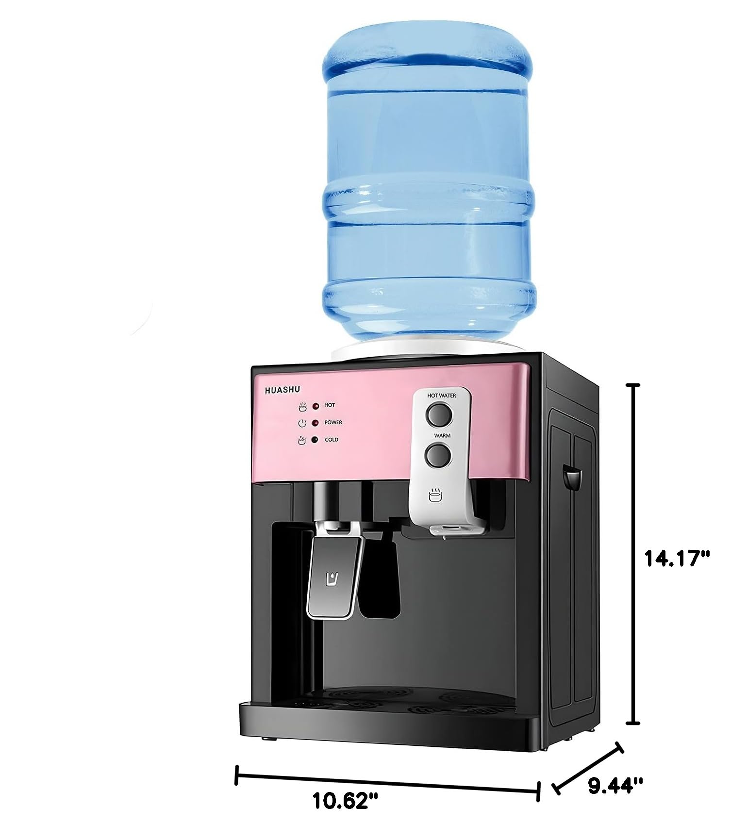 Mini Water Cooler Dispenser - Countertop Top Loading 1 to 5 Gallon Bottle Water Dispenser with 3 Temperature Settings (Hot, Normal, Ice Water 46-59℉) - Perfect for Home, Office, or Dorm Room Hydration