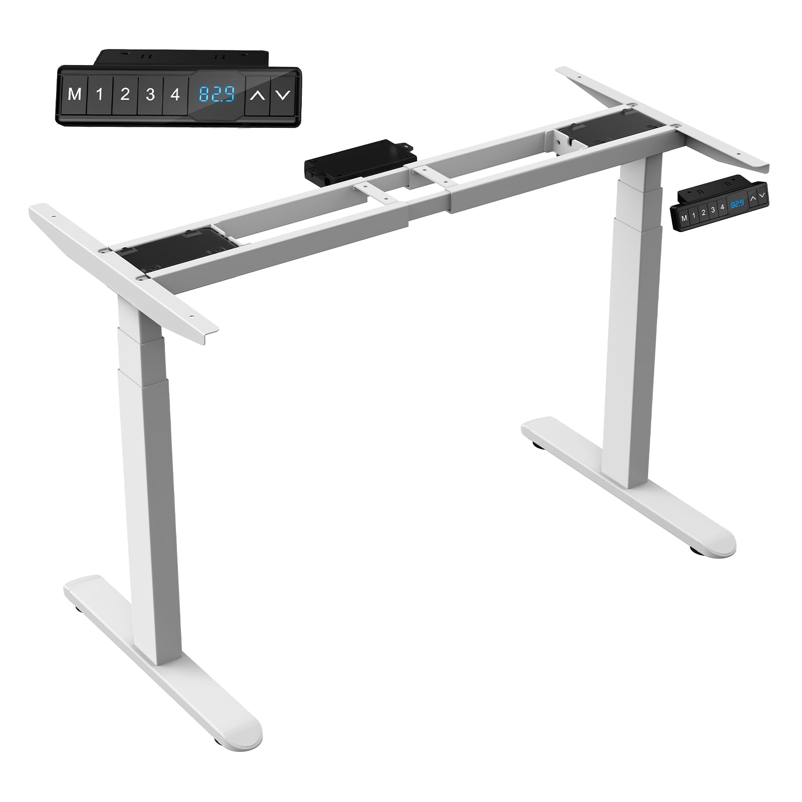 **Dual Motor Electric Standing Desk Frame - 3-Stage Adjustable Height, Heavy Duty Sit Stand Desk with 4 Memory Presets & USB Port (White) - Perfect for Home Office, Gaming & Workspace Ergonomics**