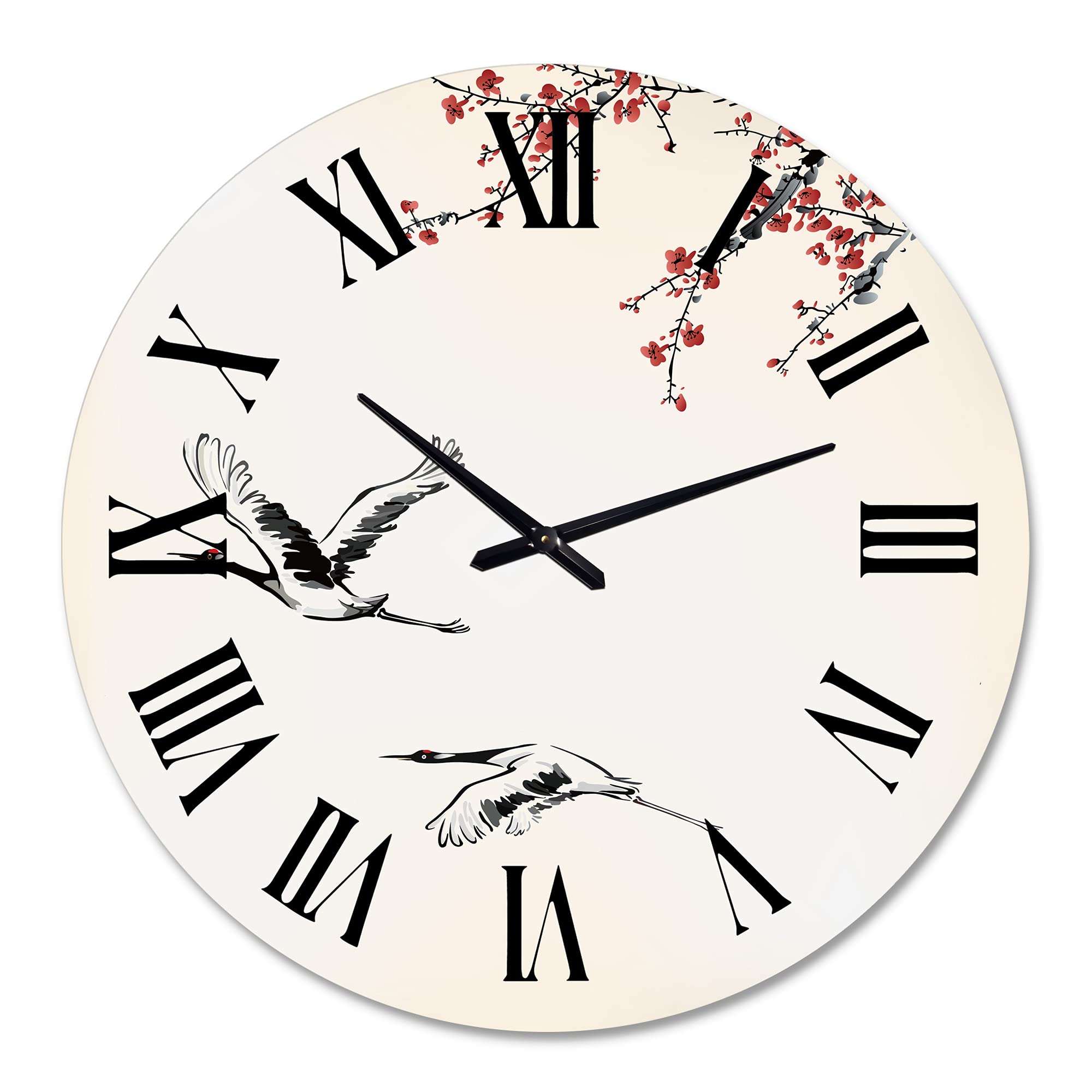 Sweet Winter Birds Large Wall Clock - Traditional Decorative Clock for Living Room, Bedroom & Office - Silent Non-Ticking Home Décor