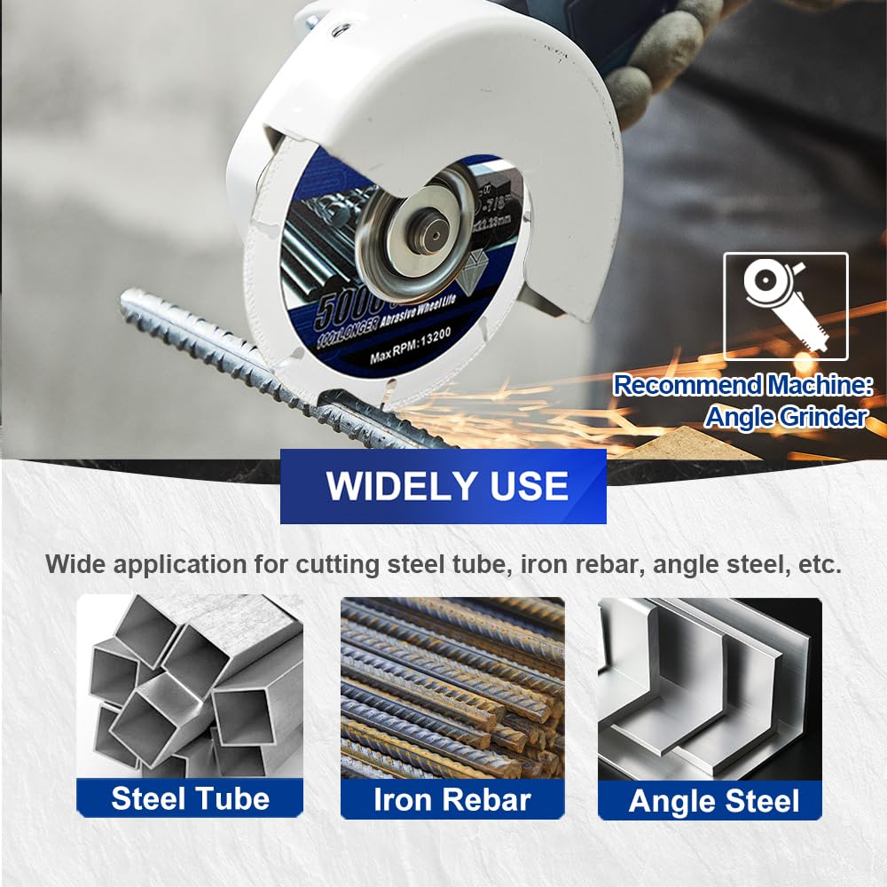 4-1/2 Inch Diamond Cut-Off Wheel for Metal Cutting - 115mm Abrasive Saw Blade with 7/8-Inch Arbor - 5000 Cuts for Steel, Iron Rebar & Angle Steel - Perfect for Angle Grinder DIY Projects, Construction & Metal Fabrication