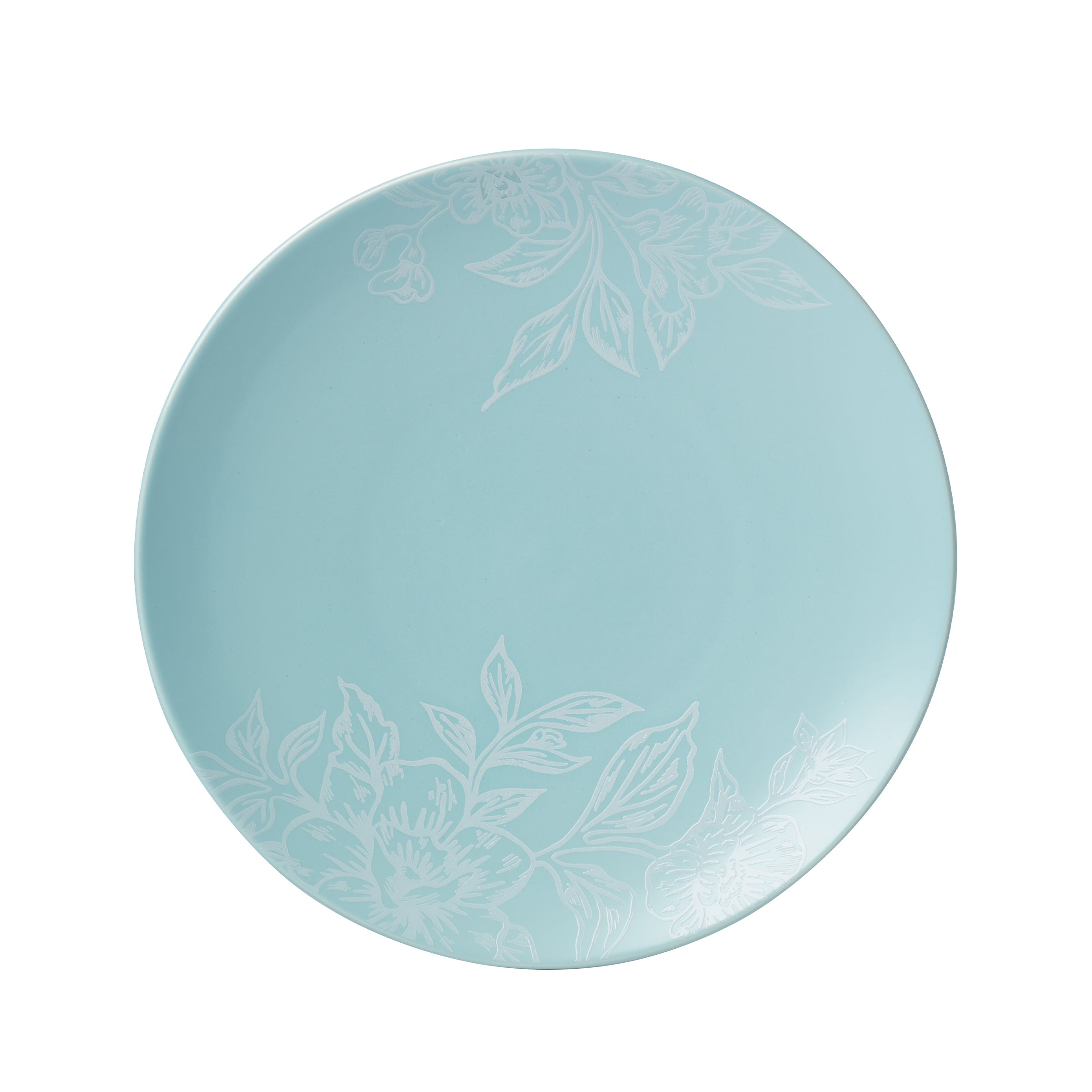 Roseto French Blue 12-Piece Dinnerware Set - Elegant Porcelain Plates, Bowls & Cups for Formal Dining, Wedding Registry & Holiday Entertaining