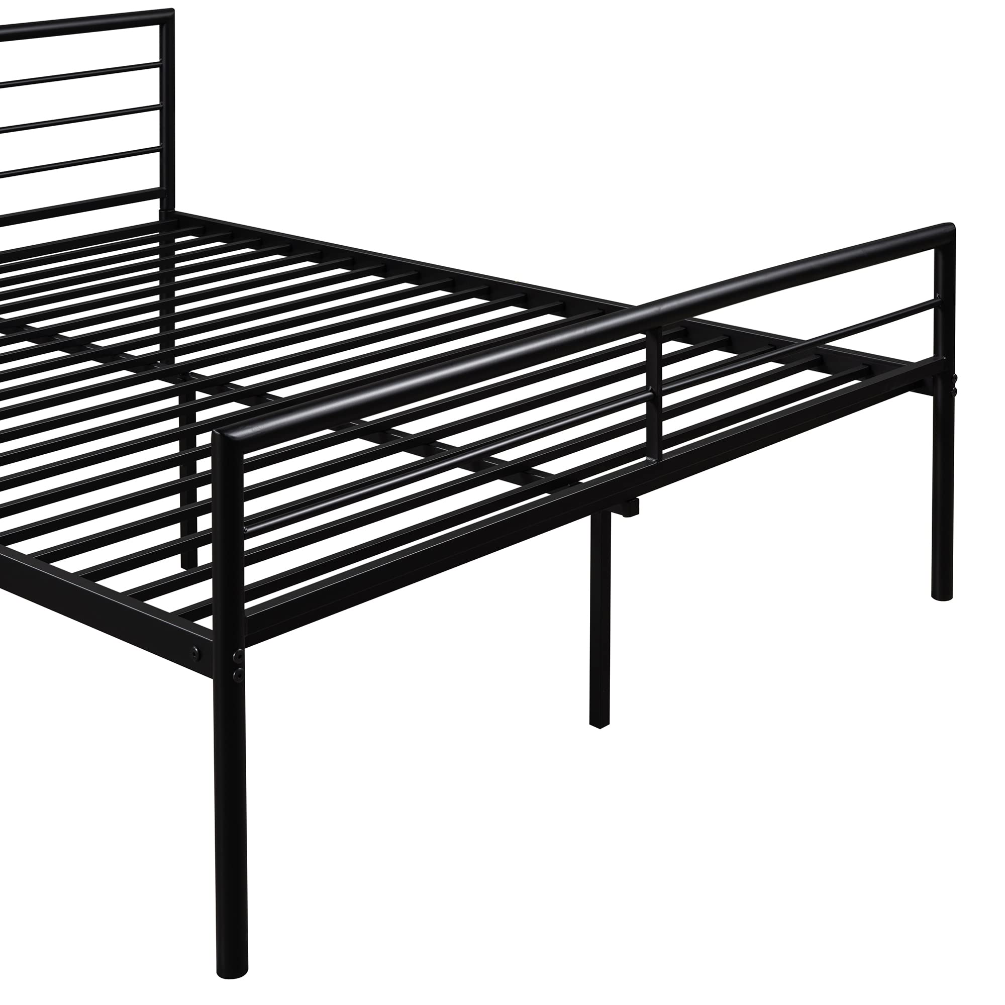 **Harper & Bright Designs Twin Over Full Bunk Bed with Study Desk - Metal Bunk Bed for Kids & Teens - Convertible to Loft Bed or Platform Bed - Space-Saving Black Bed for Small Rooms & Dormitories**