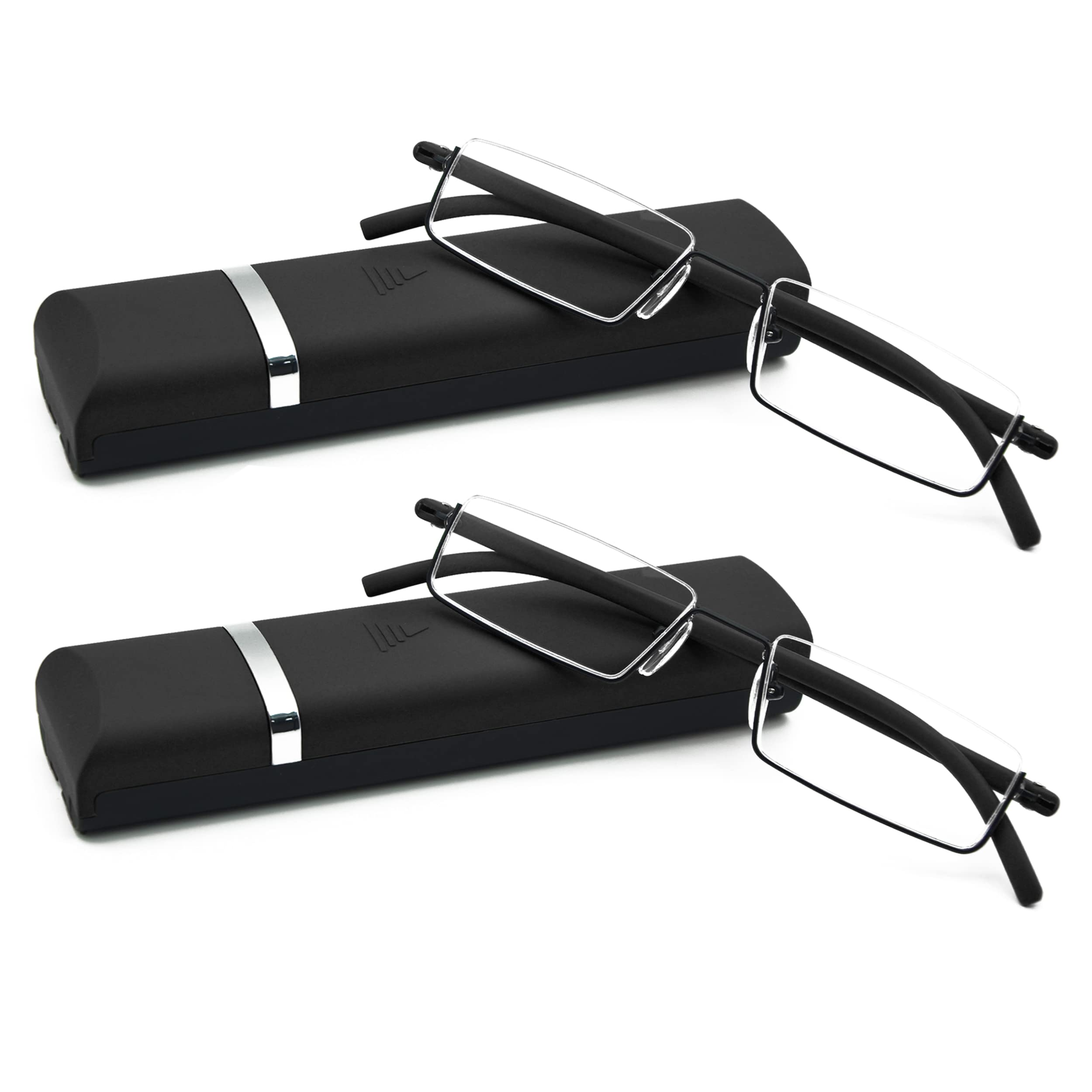 Half Rim Reading Glasses for Men & Women - 1.25 Magnification Computer Readers with Protective Case (2 Pack) - Perfect for Office Work, Reading Books & Screen Time