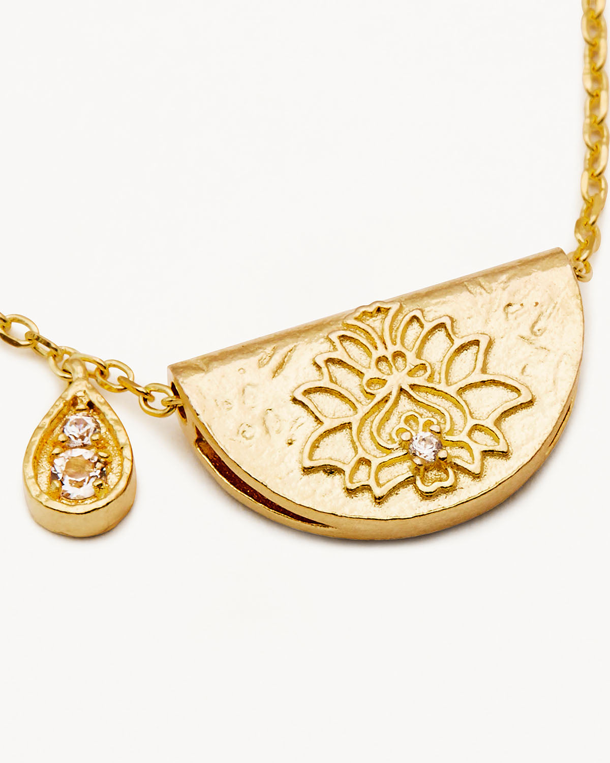 18k Gold Vermeil Lotus Birthstone Necklace - April White Topaz Pendant for Women | Elegant Jewelry Gift for Birthday, Anniversary & Special Occasions