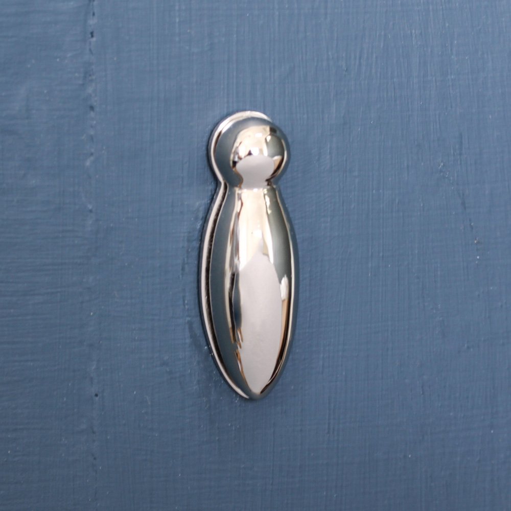Polished Nickel Pear Drop Escutcheon - Vintage Style Cabinet & Drawer Hardware for Kitchen & Bathroom Remodeling