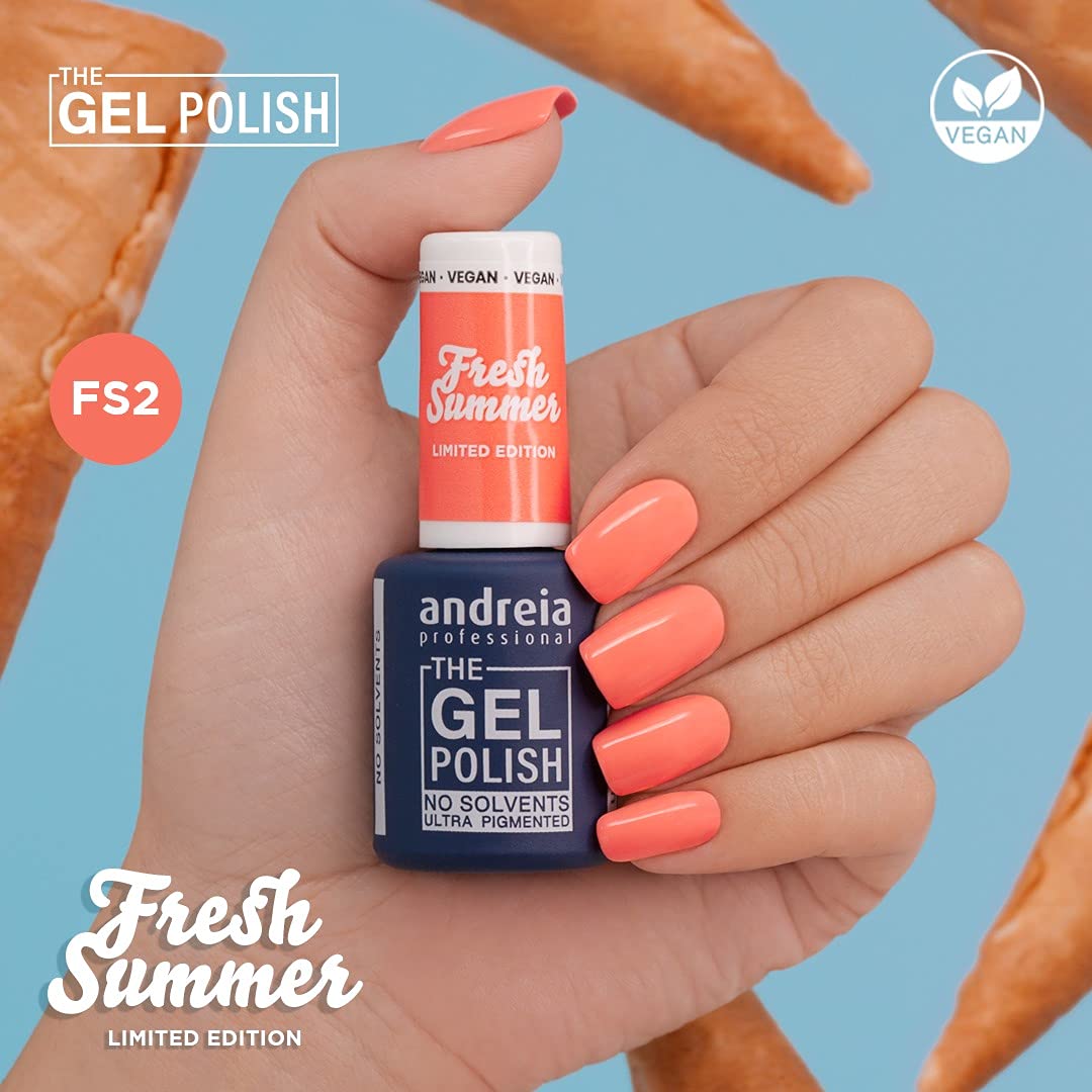 Andreia Professional Gel Polish - Solvent Free, Long Lasting Nail Polish - Limited Edition FS2 Tangerine Orange - Perfect for Manicures, Pedicures & Nail Art Designs