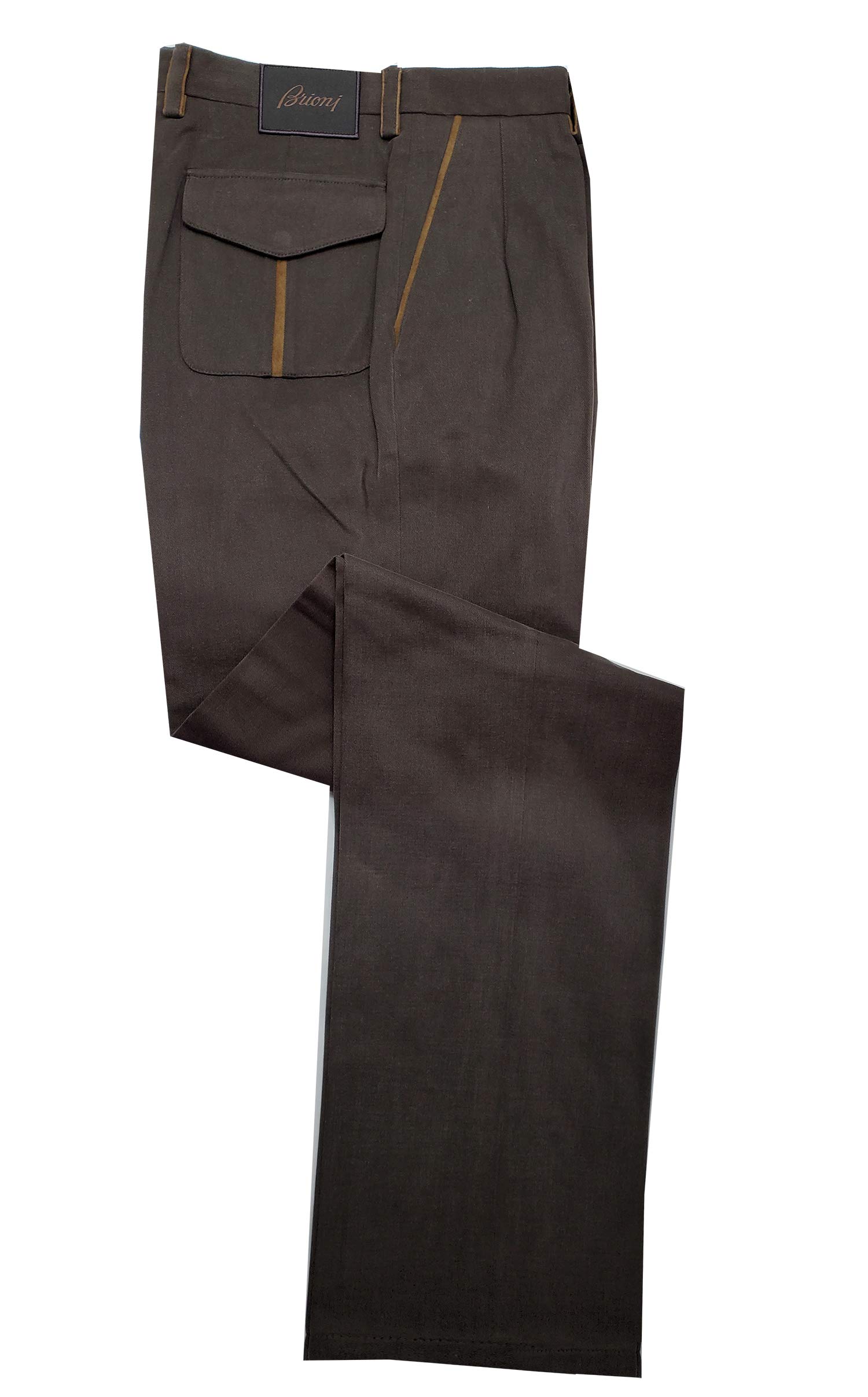 Brioni Men's Tirolo Brown Brushed Cotton Casual Pants - Comfortable Relaxed Fit Trousers for Business Casual & Weekend Wear