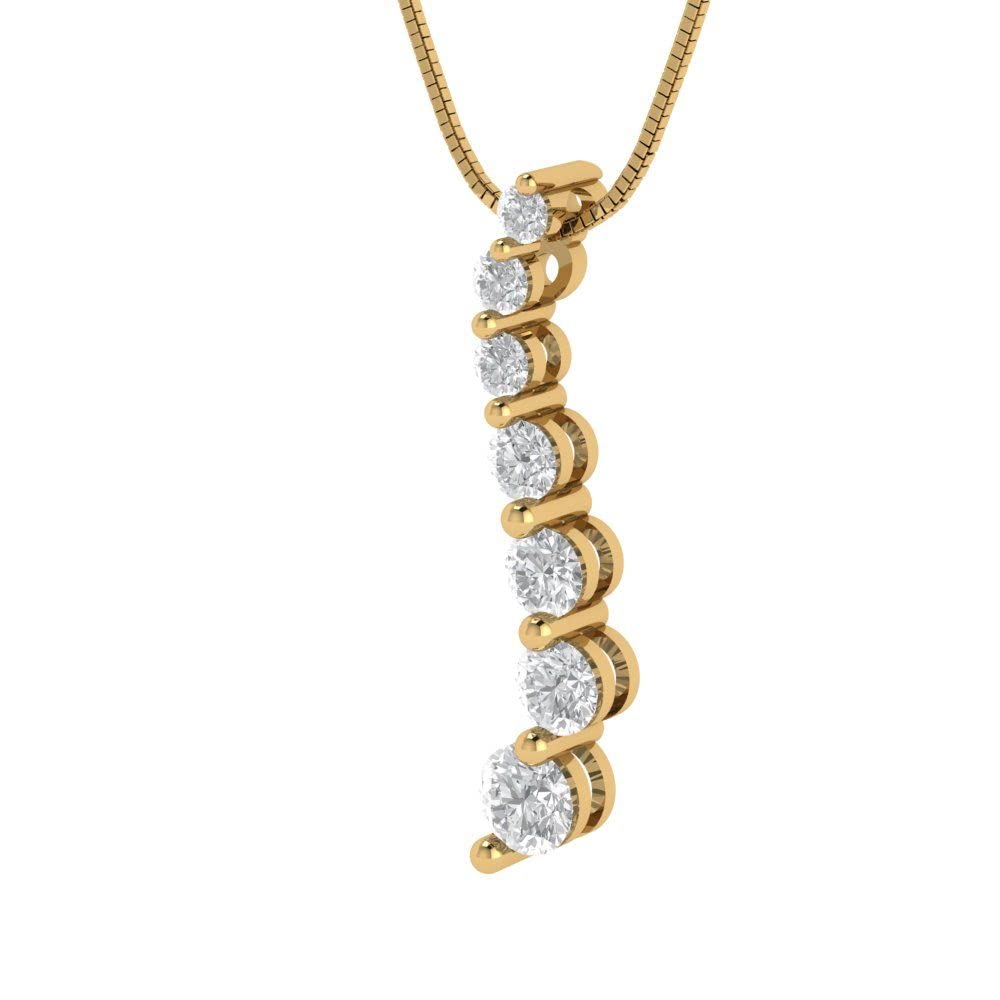 0.48 Carat Round Brilliant Cut Simulated Diamond Pendant in 14K Yellow Gold with 16