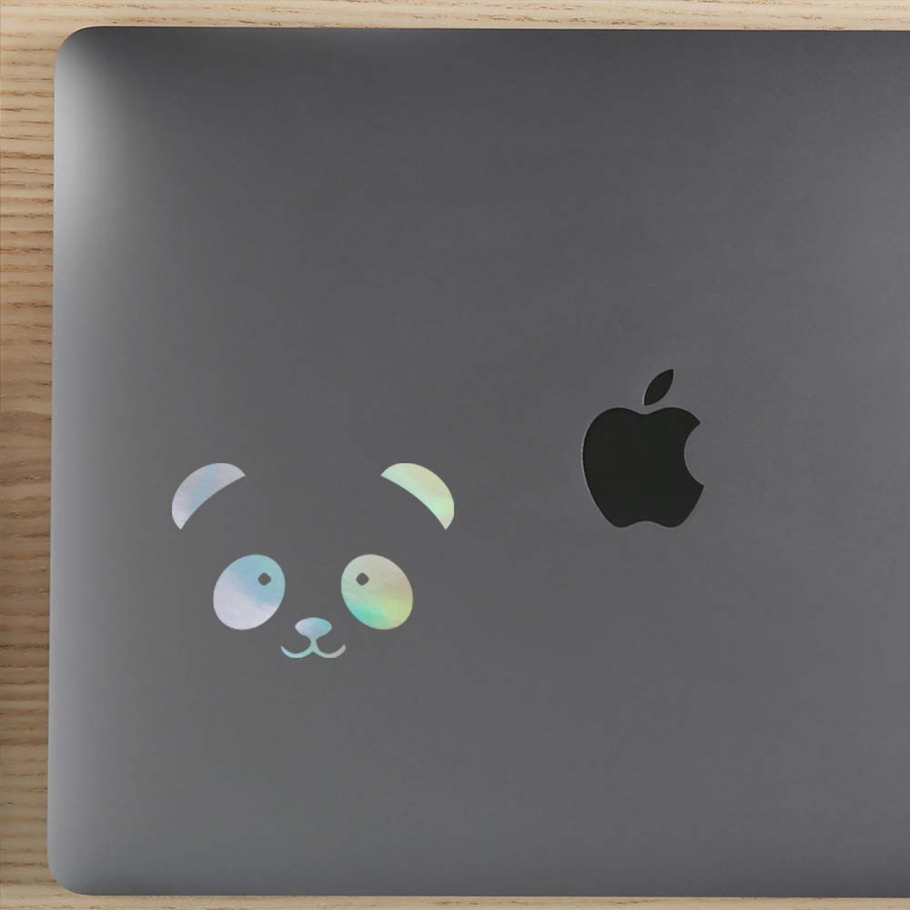 Premium Waterproof Vinyl Decal Stickers (Set of 2) - Cute Panda Face Holographic Design for Laptop, Phone, Helmet, Car Window, Bumper, Mug, Cup, Door & Wall Decoration | Perfect for DIY Crafts, Home Decor & Personalizing Your Belongings