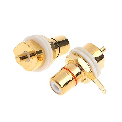 2-Pack CMC Gold Plated Copper RCA Female Phono Jack Panel Mount Chassis Connector - High-Quality Audio Equipment for Home Theater & Professional Studio Setup