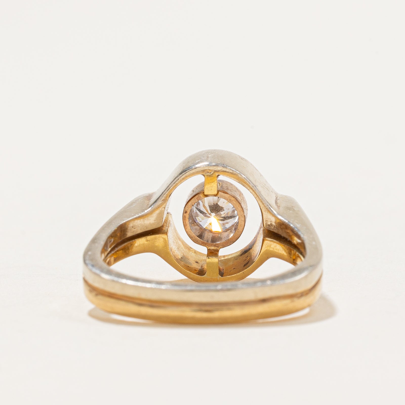 Elegant Two-Tone Gold Bezel Set Diamond Open Ring | 0.50ct | Size 6.5 | Perfect for Engagement, Anniversary & Special Occasions