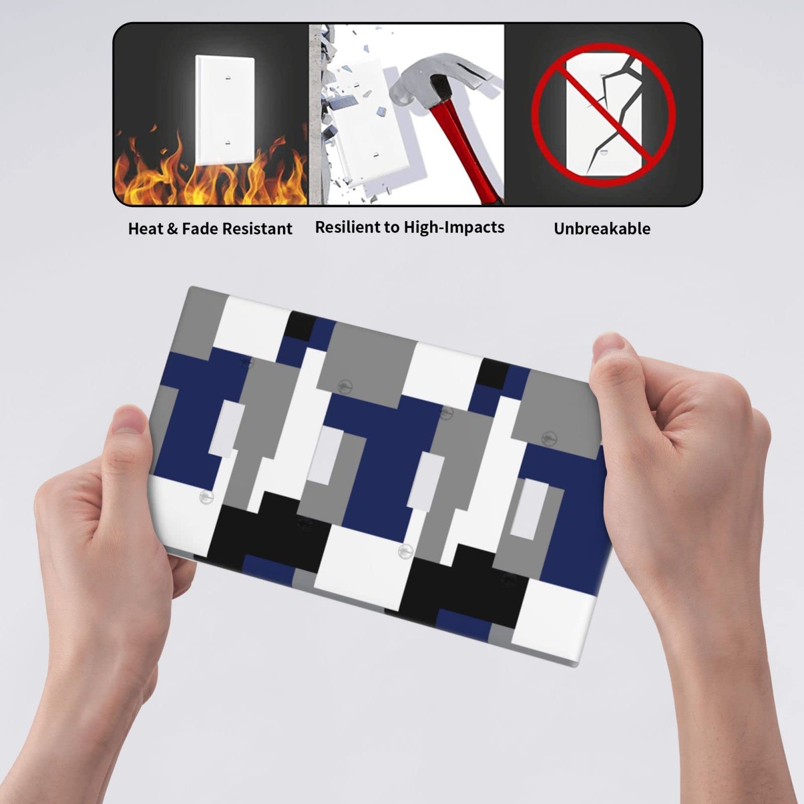 Abstract Blue Gray 4-Gang Toggle Light Switch Cover - Decorative Wall Plate for Home & Office - Funny Light Switch Faceplate (4.5 x 8.0 Inch) - Perfect for Living Room, Bedroom, Kitchen & Commercial Spaces