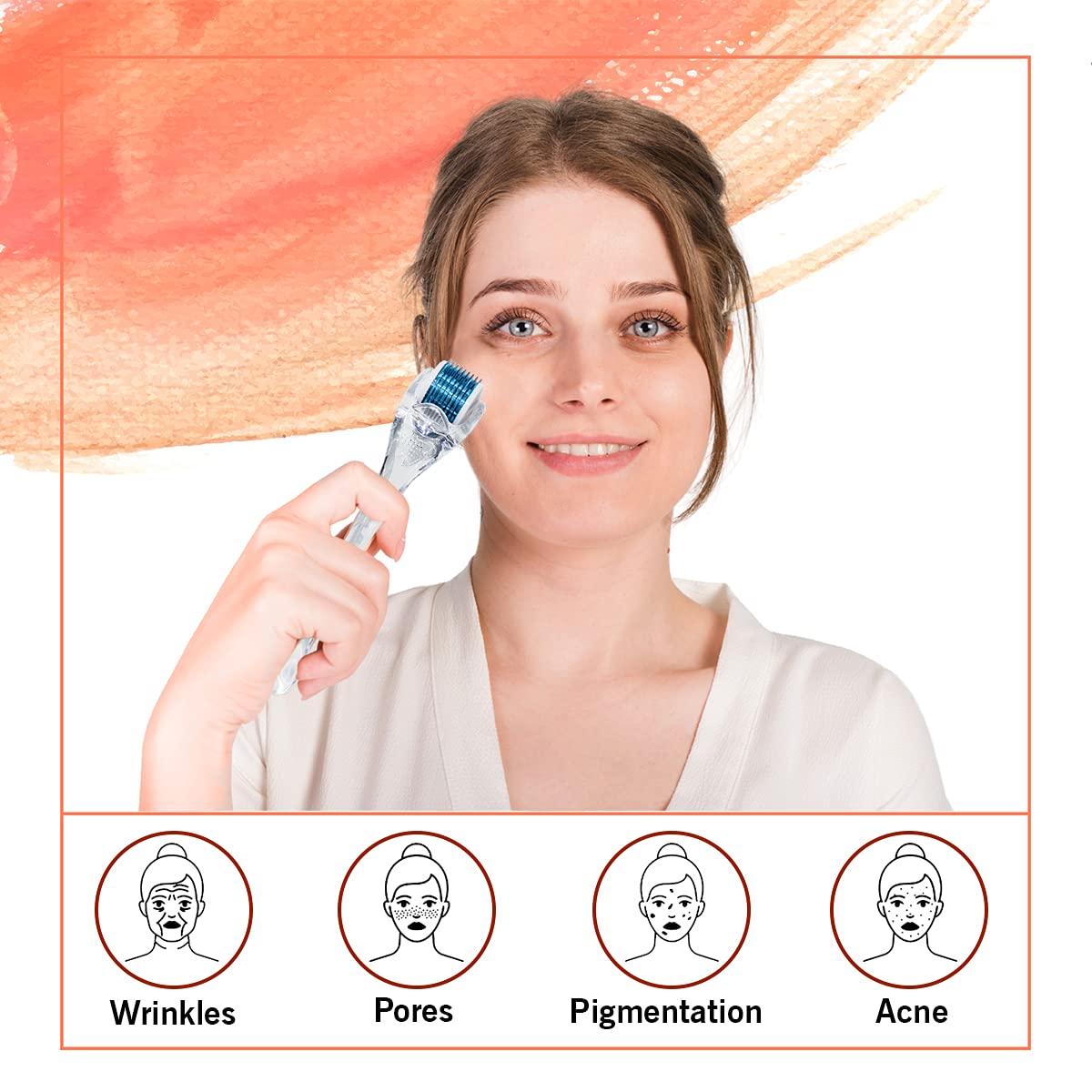 Epyz Derma Roller 540 Titanium Microneedling Roller for Face & Body - 1.5mm Needle Length, Blue Transparent Handle - Skin Care Treatment for Acne Scars, Wrinkles & Hair Growth - At Home Facial & Beauty Routine Essential
