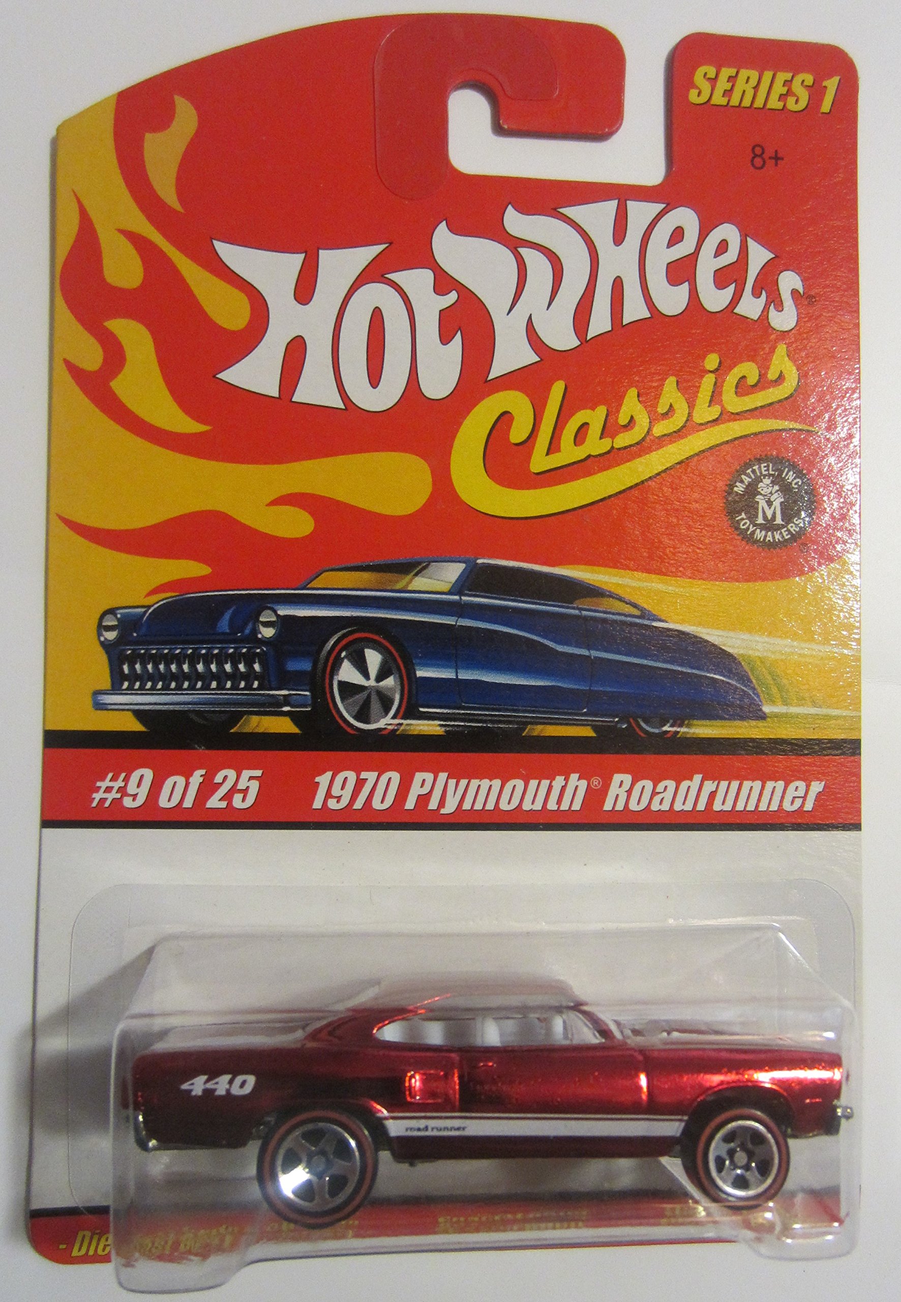 Hot Wheels Classic Series 1: 1970 Plymouth Roadrunner #9 of 25 1:64 Scale Die Cast Collectible Car with Spectraflame Paint - Perfect for Collectors, Display, and Play