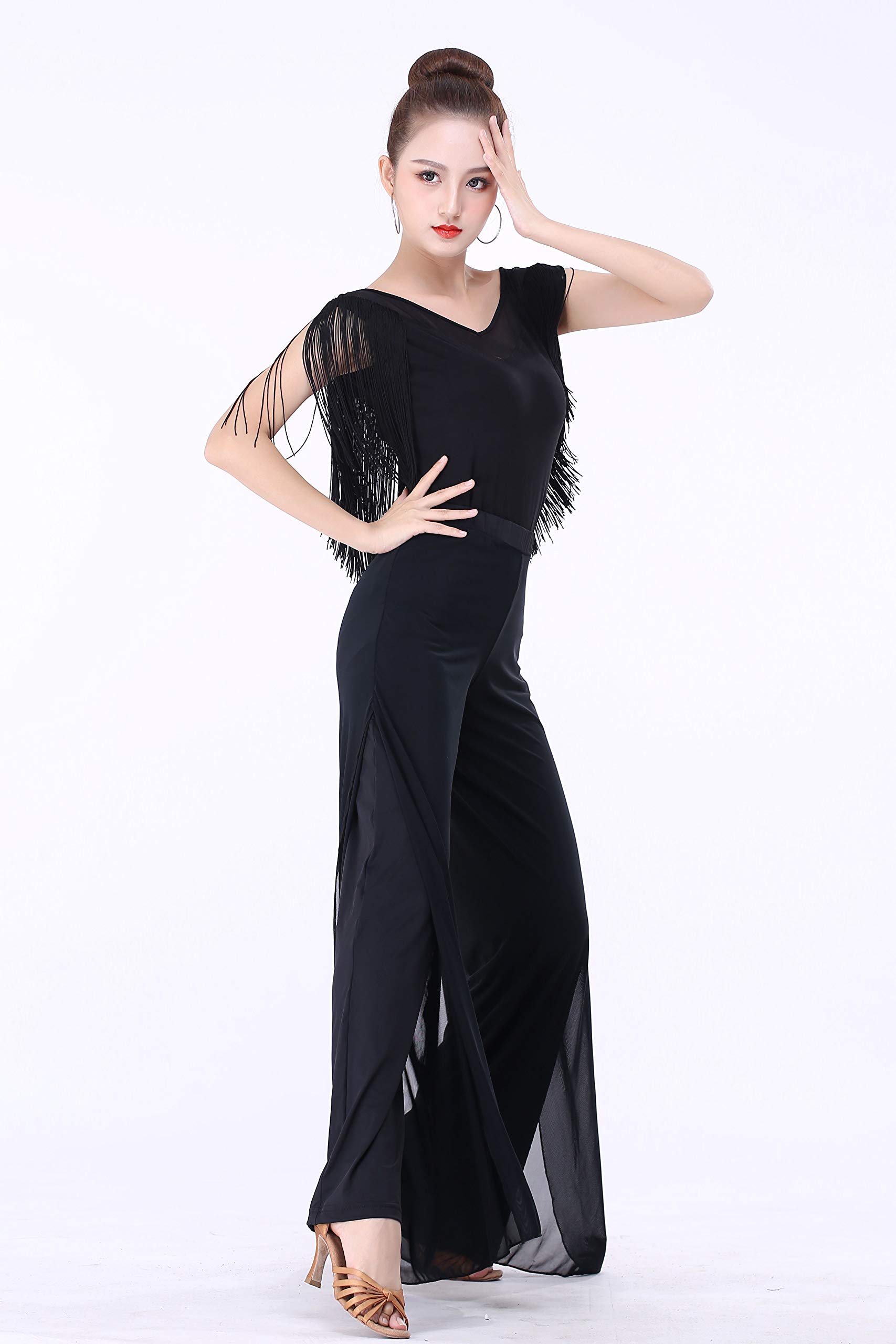 Women's Latin Ballroom Salsa Tango Dance Pants - Professional Practice & Performance Wear for Competition, Social Dancing & Dance Classes