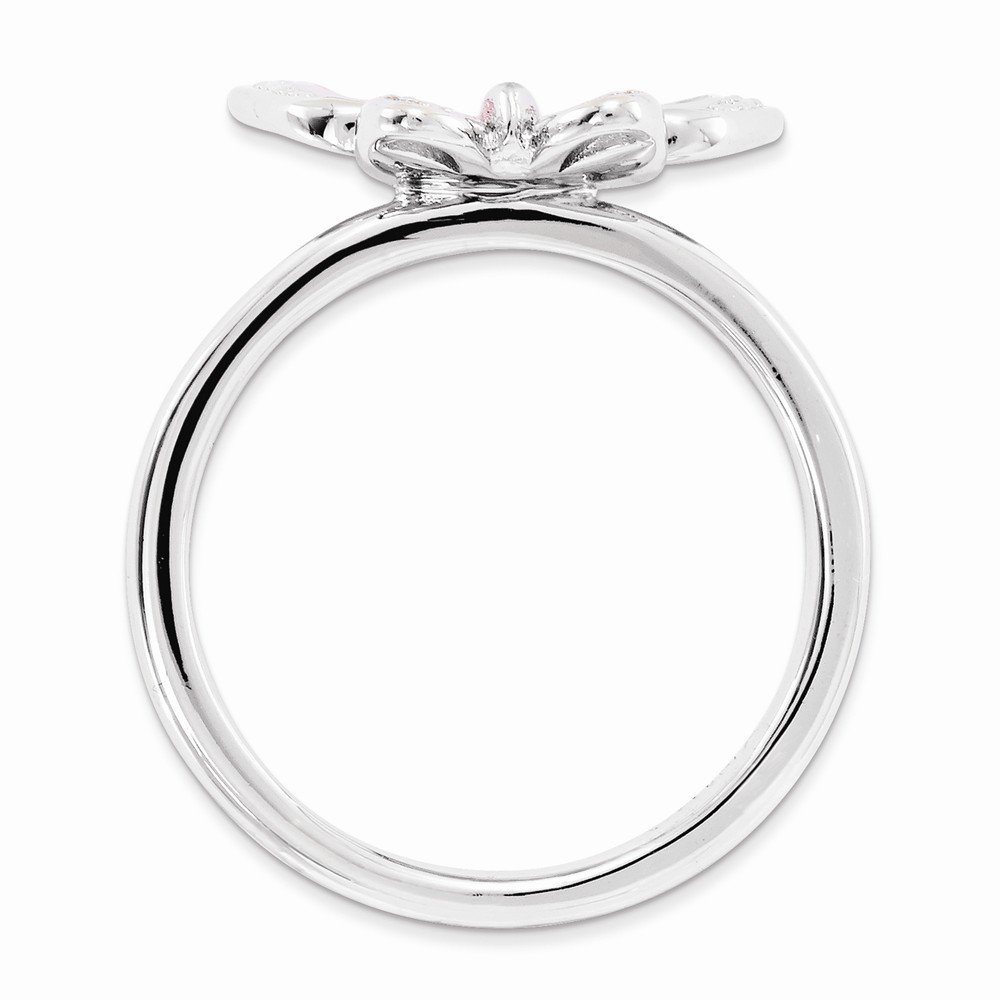 Sterling Silver Stackable Pink Enamel Butterfly Ring for Women - Dainty Jewelry Gift for Birthday, Anniversary & Everyday Wear | Boho Chic Fashion Accessory