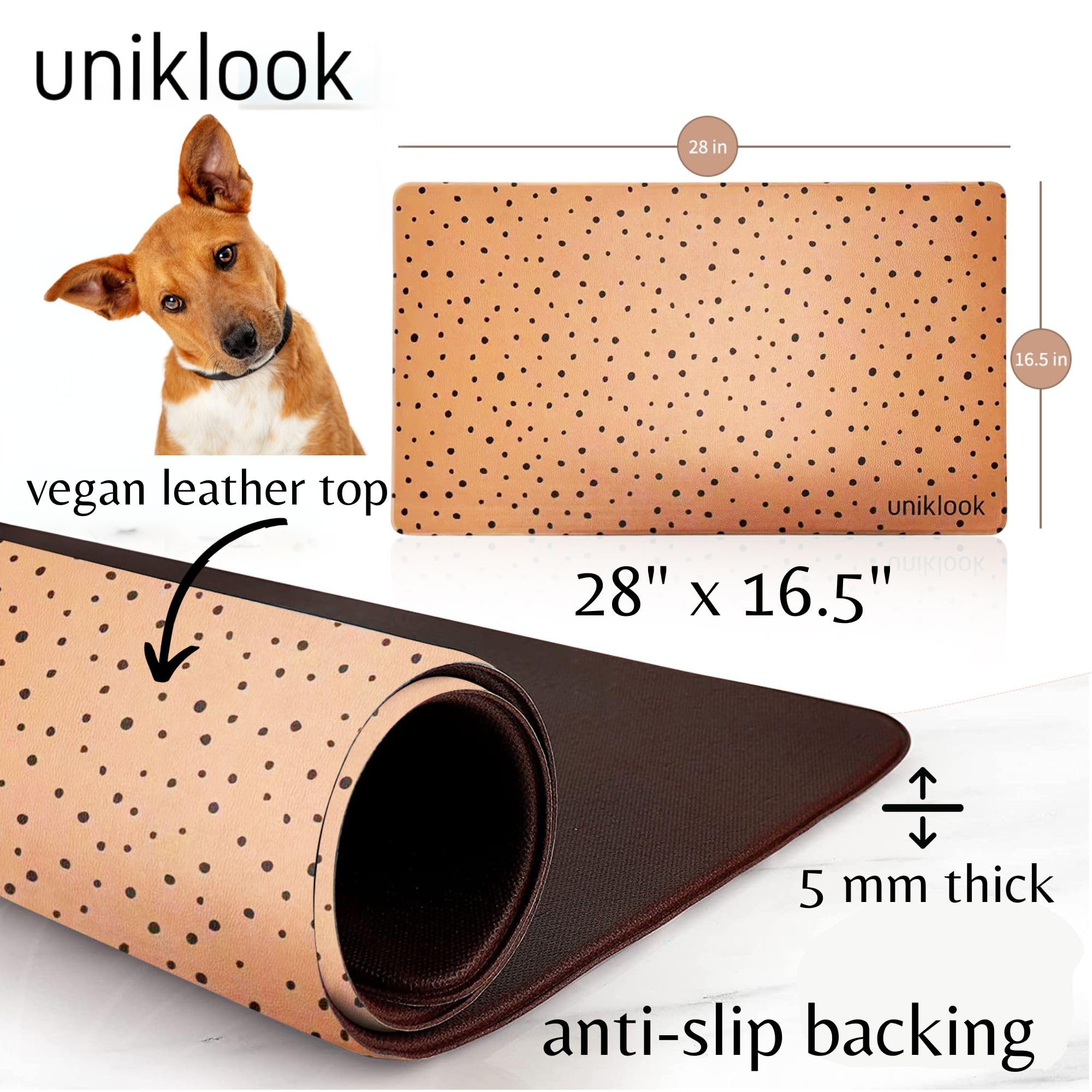 Premium Non-Slip Dog Food Mat - Waterproof Pet Feeding Mat for Food & Water Bowls - Durable Dog Bowl Placemat for Messy Eaters - Perfect for Kitchen, Crate & Outdoor Use - UnikLook