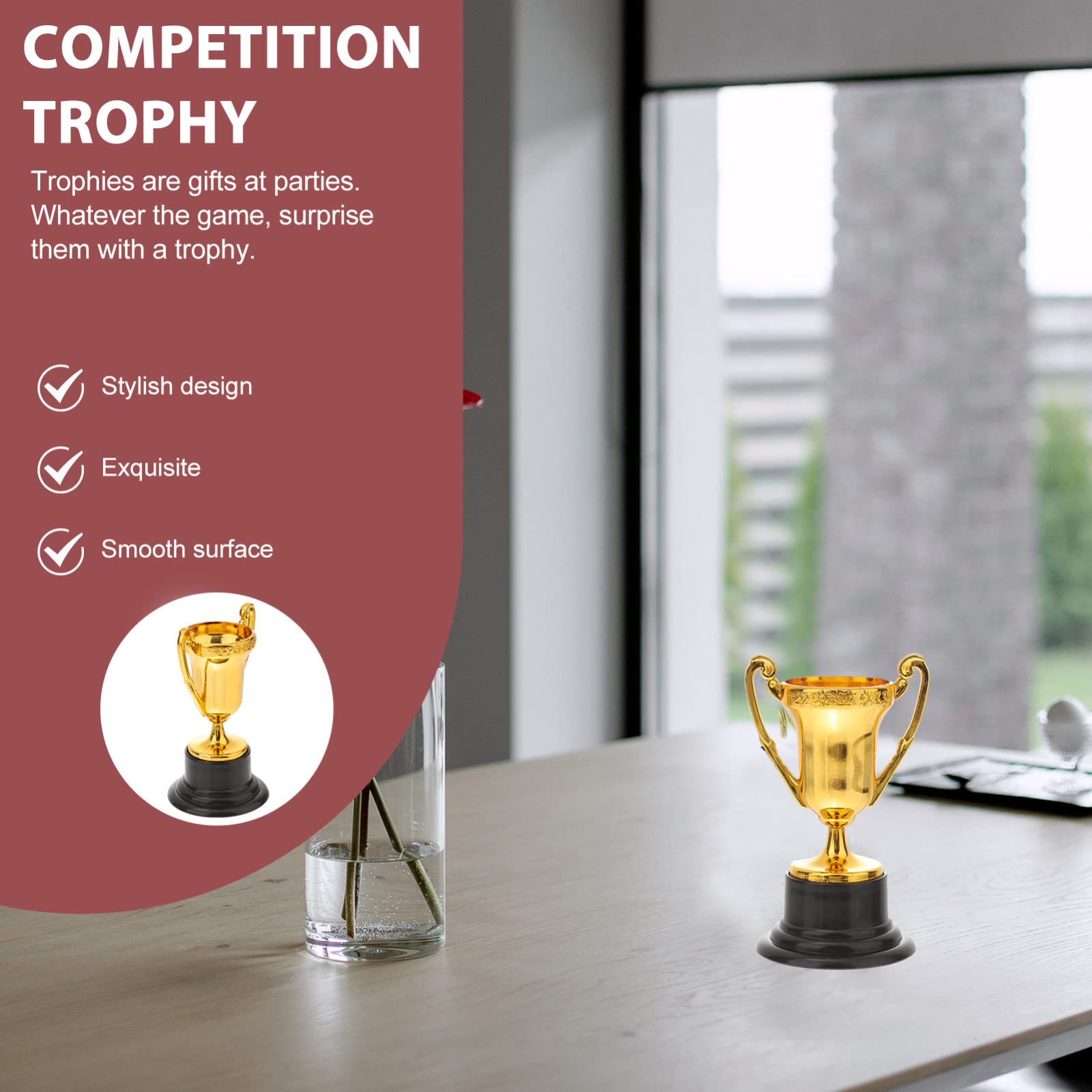 KESYOO 10 Pack Mini Plastic Gold Trophy Cups for Kids - Infants Toys, Football Balloons, Graduation Party Favors, Sports Tournaments & Competition Prizes - Perfect for Squiz Toys, Stocking Stuffers & Award Ceremonies