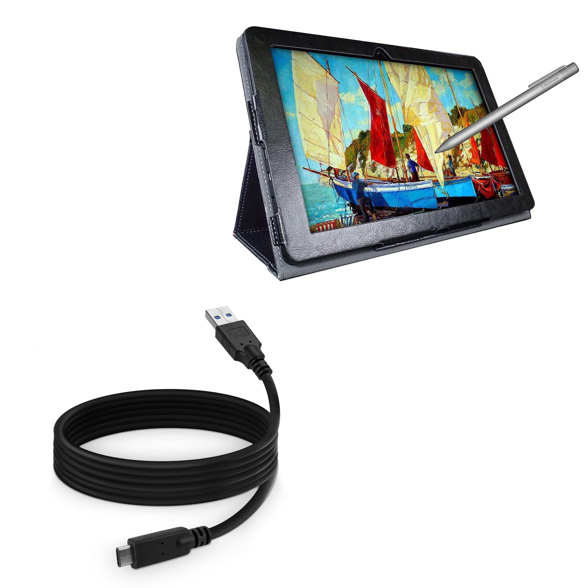 Simbans PicassoTab 10 USB C Cable - 6ft Fast Charging & Sync for Tablets