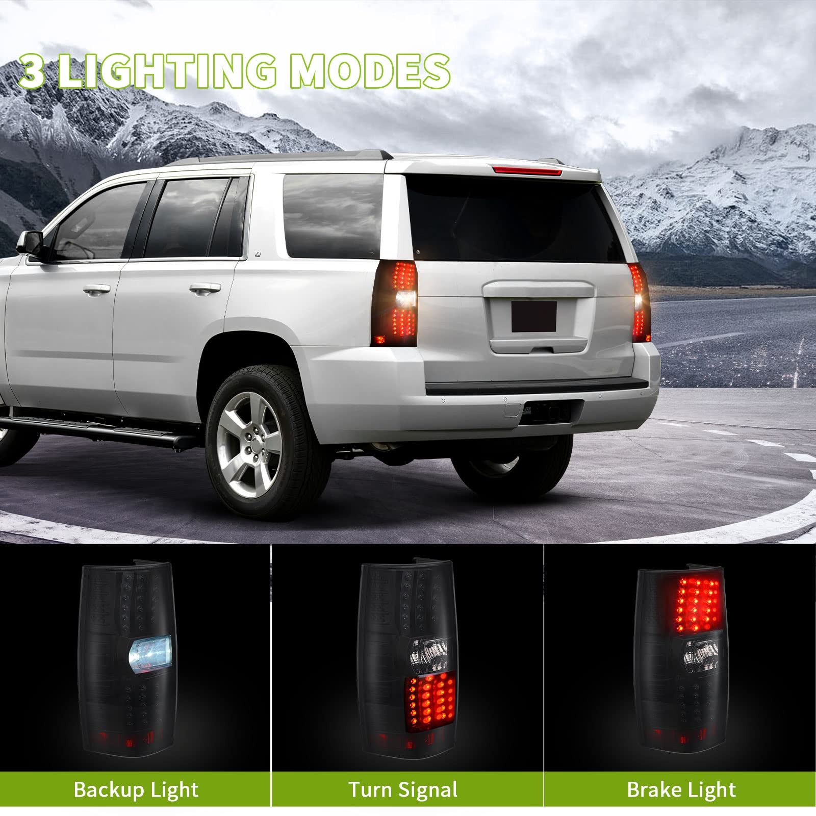 AUTOSAVER88 LED Taillights for 2007-2014 Chevy Suburban & Tahoe - Black Smoke Replacement Tail Lamps Assembly (Not Compatible with Barn Door Models) | Enhanced Visibility & Style for Night Driving & Off-Road Adventures