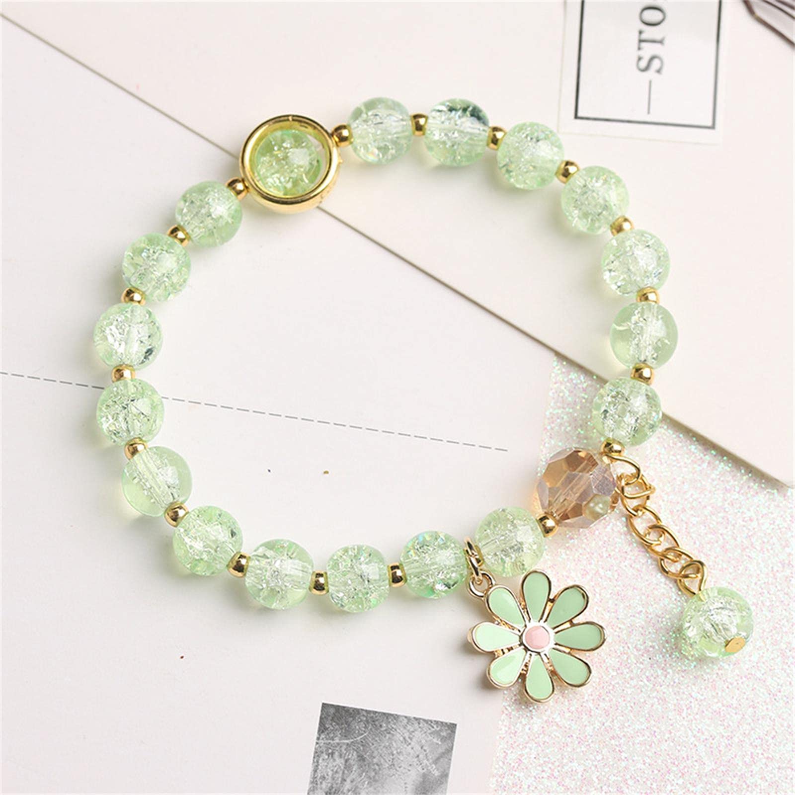5-Piece Colorful Flower Charm Bracelet Set - Handmade Crystal Beaded Daisy Bracelets for Women & Girls | Boho Jewelry for Summer, Parties & Gifts