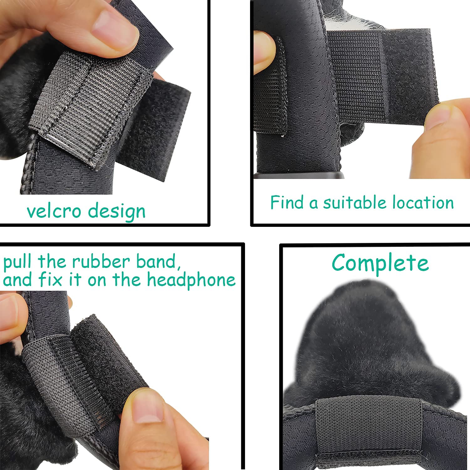 Adjustable Cat Ears Headphone Attachment - Universal Fit for Logitech G PRO, HyperX Cloud & Cloud Flight Gaming Headsets - Cute Cosplay Kitten Ears Accessory in Black & White - Perfect for Gaming Streamers, Anime Conventions & Kawaii Fashion