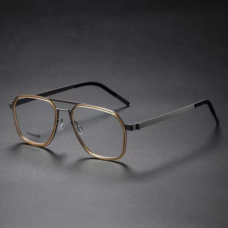 Stylish Unisex Square Full Rim Double Bridge Titanium Acetate Eyeglasses 9753 - Perfect for Work, Reading & Fashion Accessories