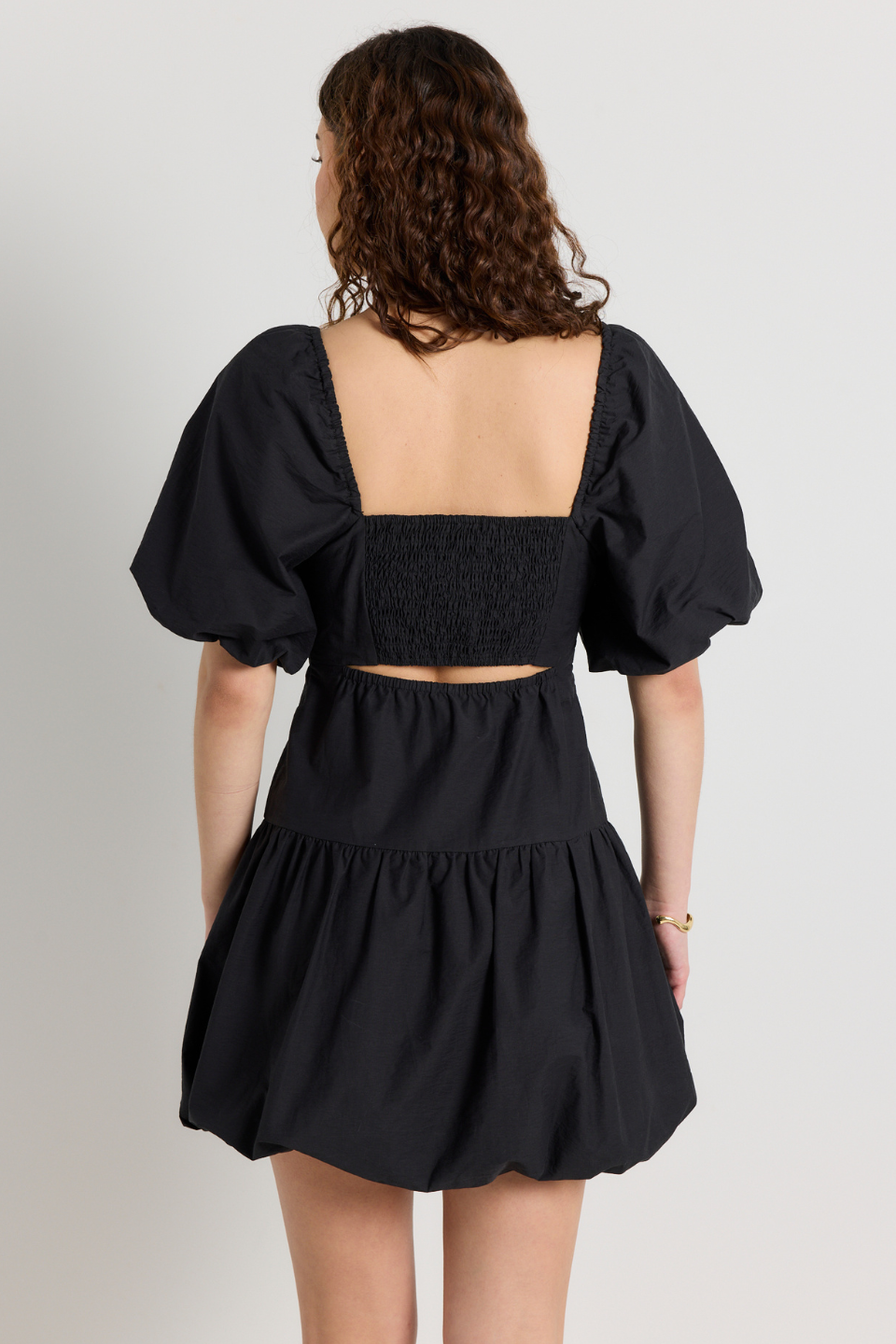 Composure Black Puff Short Sleeve Bubble Mini Dress - Women's Fashion Summer Party Cocktail Dress for Night Out & Date Night