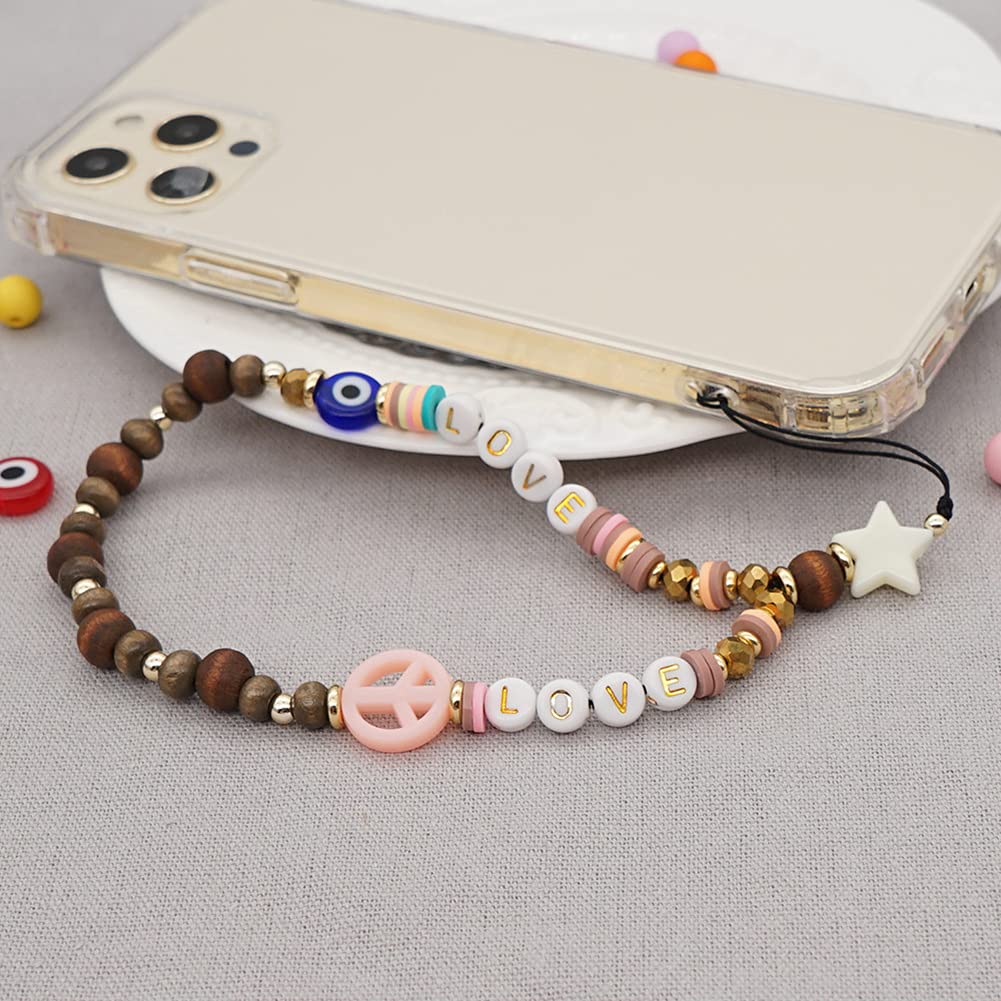 Katutude Beaded Phone Lanyard Wrist Strap - Colorful Fruit Star Pearl Handmade Bracelet Anti-Lost Chain for iPhone Samsung Galaxy - Perfect Gift for Girls Women Teens (School, Work, Travel, Party)