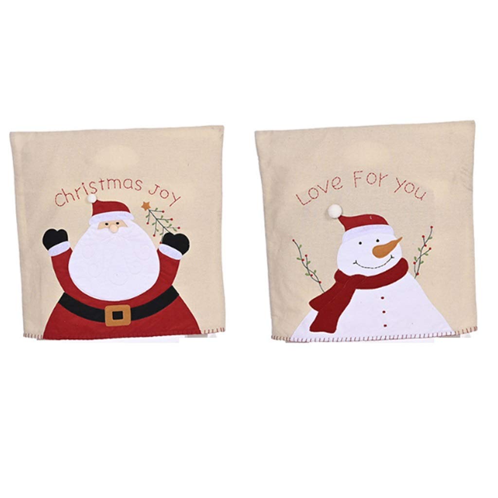 UXZDX CUJUX 2PC Embroidered Linen Snowman Chair Covers - Festive Christmas Decor for Dining Room & Holiday Home Decor