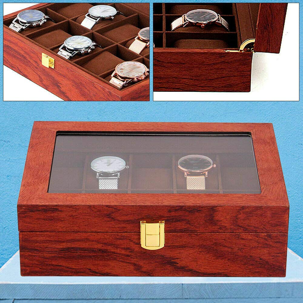 Automatic Rotating Watch Winder Display Case - 10 Slot Luxury Watch Storage Box for Men & Women with Jewelry Organizer | Perfect for Watch Collections, Jewelry Display & Home Decor