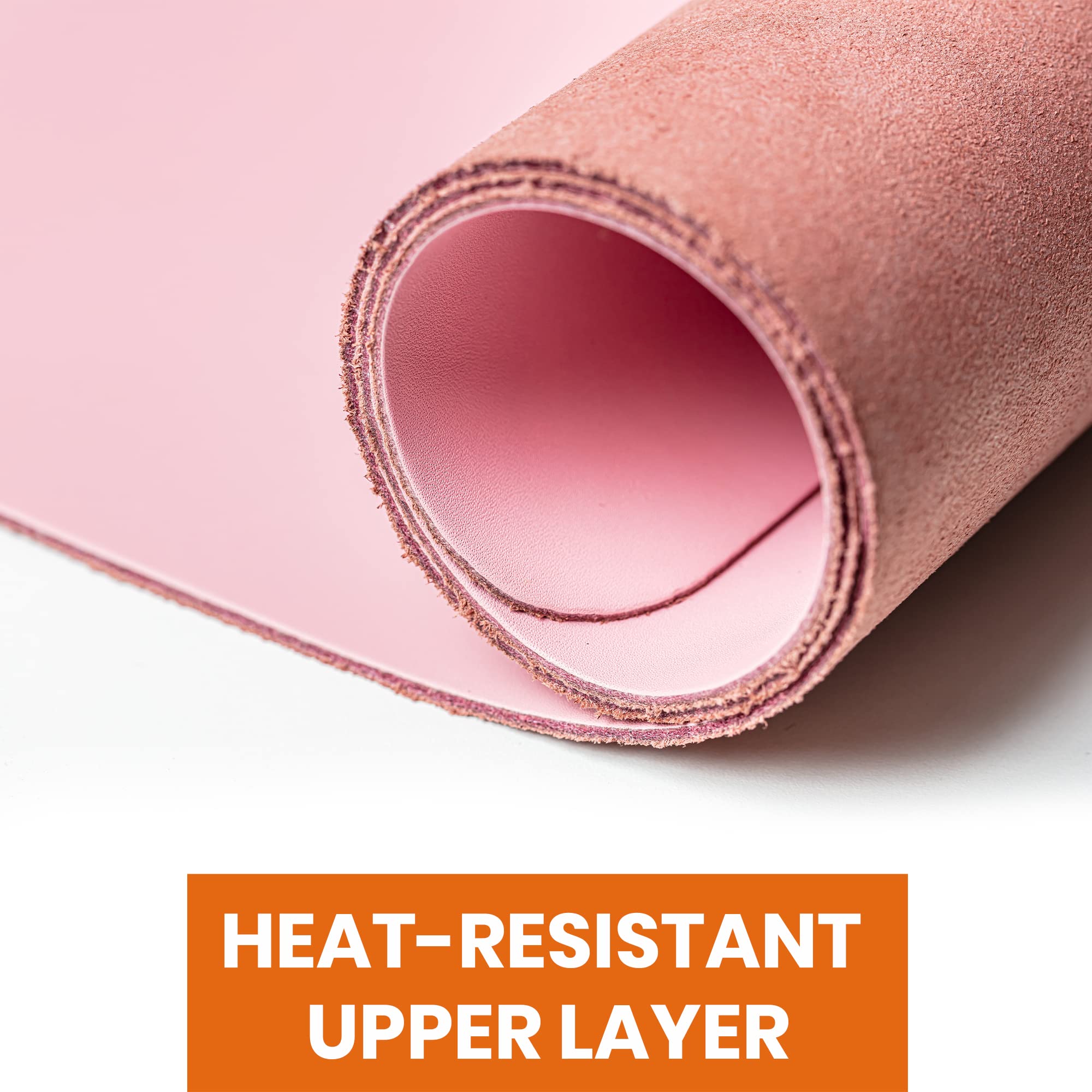 Premium Genuine Pink Leather Mouse Pad - 9x9 Inch, Soft & Durable for Wireless Mice - Office & Gaming Desk Accessory, Cute Gift for Women & Girls