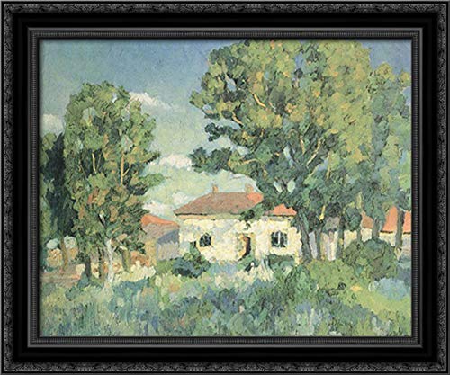 Kazimir Malevich Black Ornate Wood Framed Canvas Art - 24x20 Landscape with White Houses - Perfect for Living Room, Bedroom & Office Wall Decor