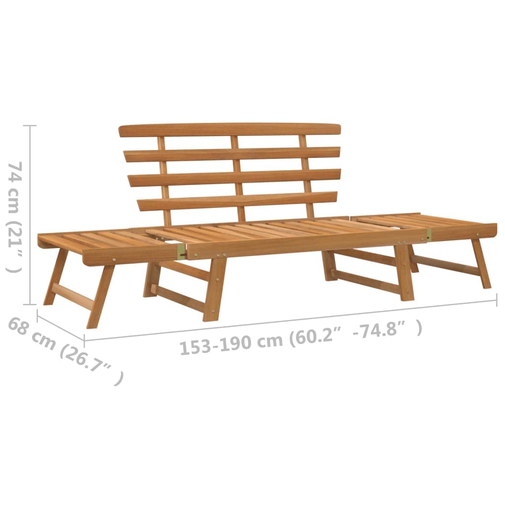2-in-1 Convertible Outdoor Bench & Patio Daybed - Solid Acacia Wood Garden Furniture (26.8