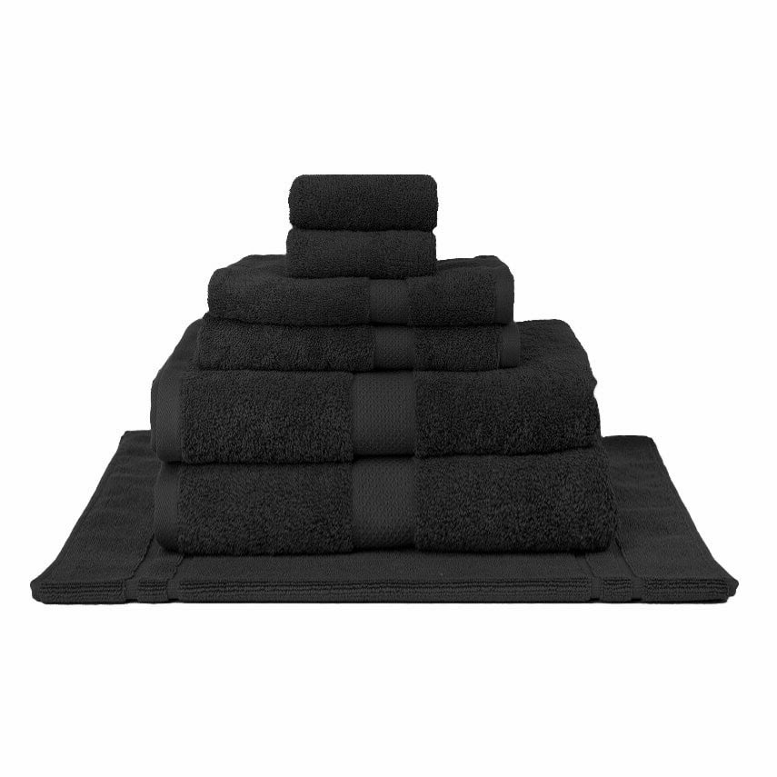Premium 100% Combed Cotton Bath Towel Set - Ultra Soft & Absorbent 7-Piece Black Bath Sheets for Spa, Hotel & Luxury Home Use