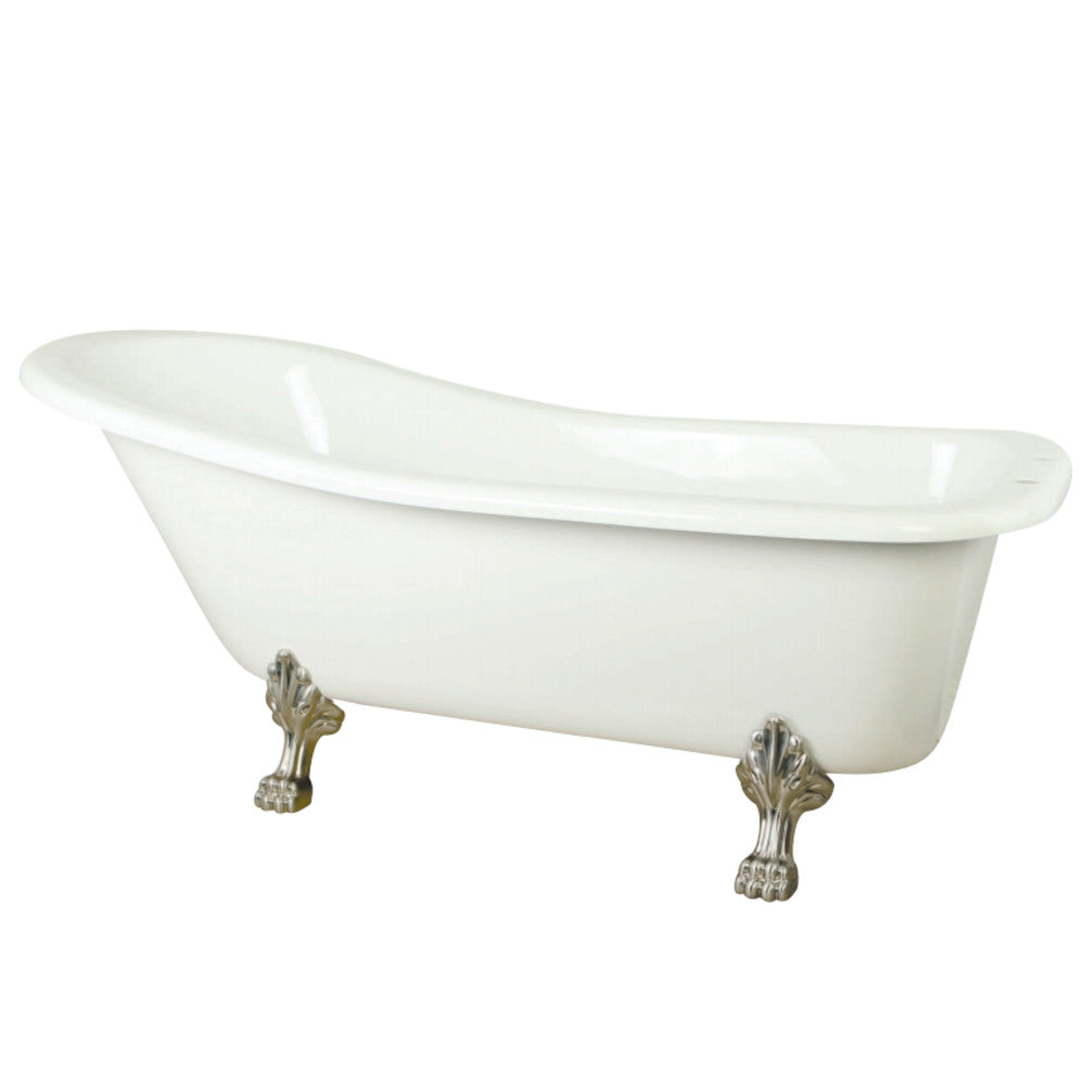 Aqua Eden VTDE692823C5 67 Inch Acrylic Single Slipper Clawfoot Tub with 7 Inch Faucet Drillings, White/Oil Rubbed Bronze