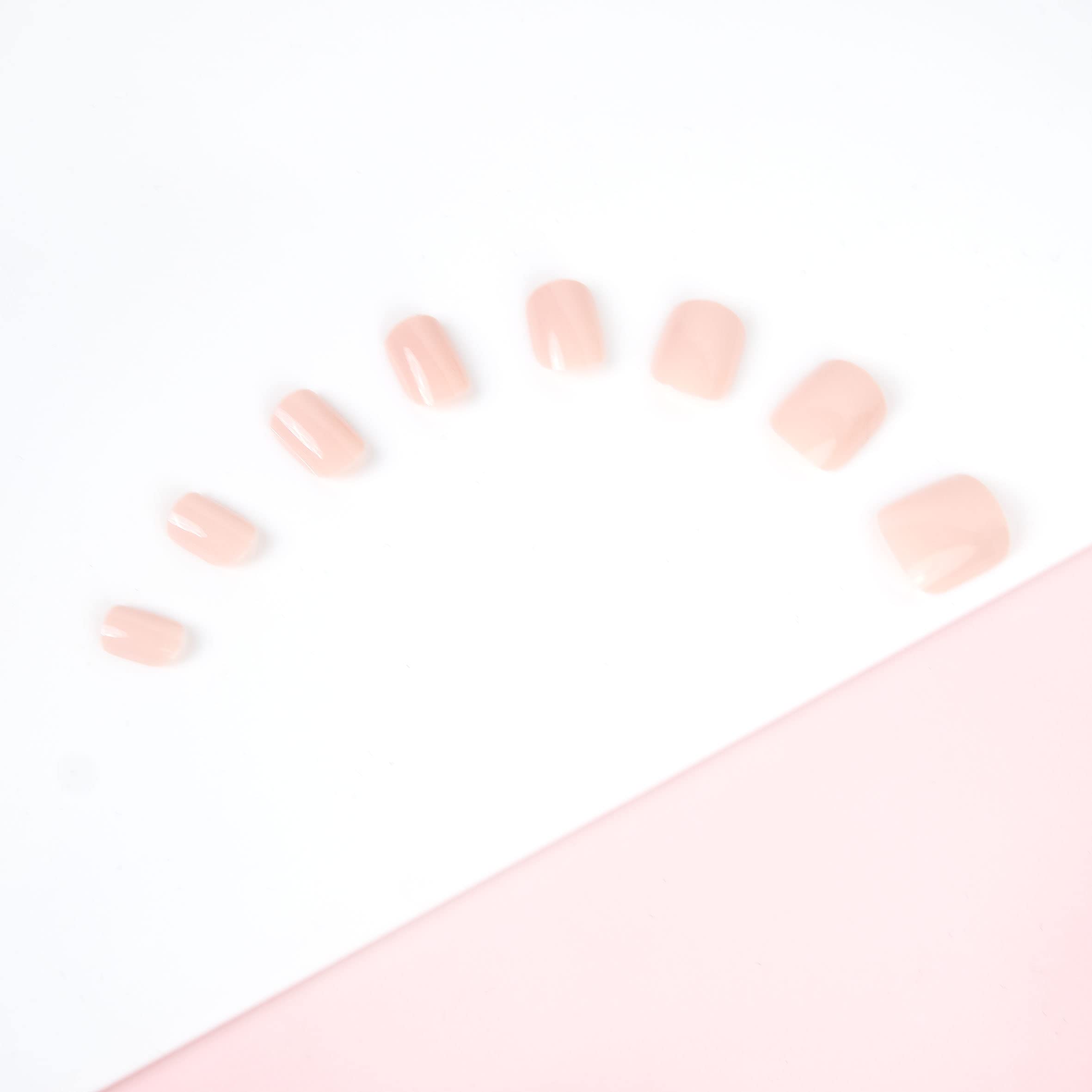 24Pcs Dusty Pink Square Press on Nails Medium Length - Easy to Apply Fake Nails for Women, Perfect for Parties, Weddings & Everyday Wear