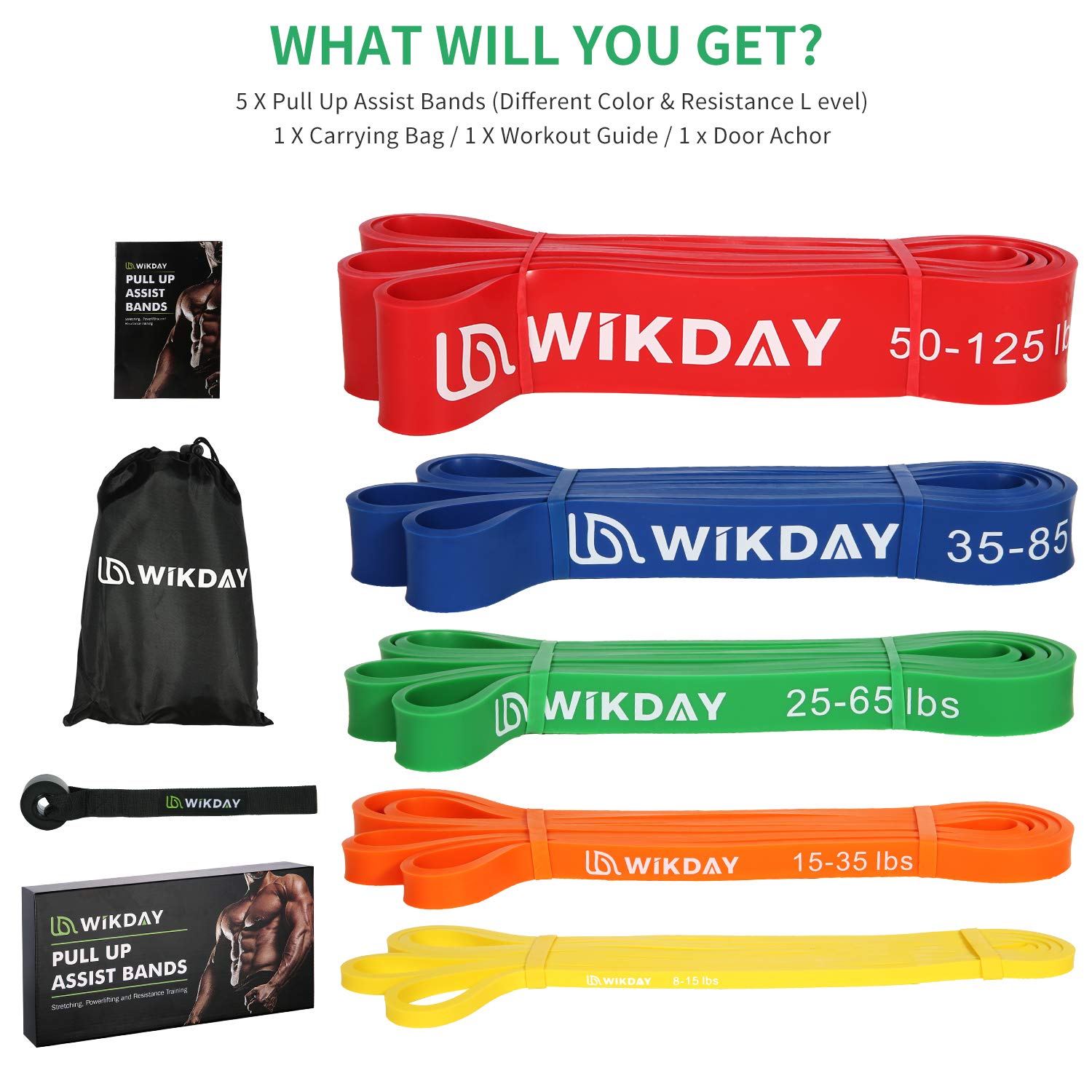 Premium Resistance Bands Set for Home & Gym Workouts - Stretchable Exercise Bands with Door Anchor for Strength Training, CrossFit, Pull Up Assistance, Yoga & Physical Therapy - Ideal for Men & Women Fitness Enthusiasts