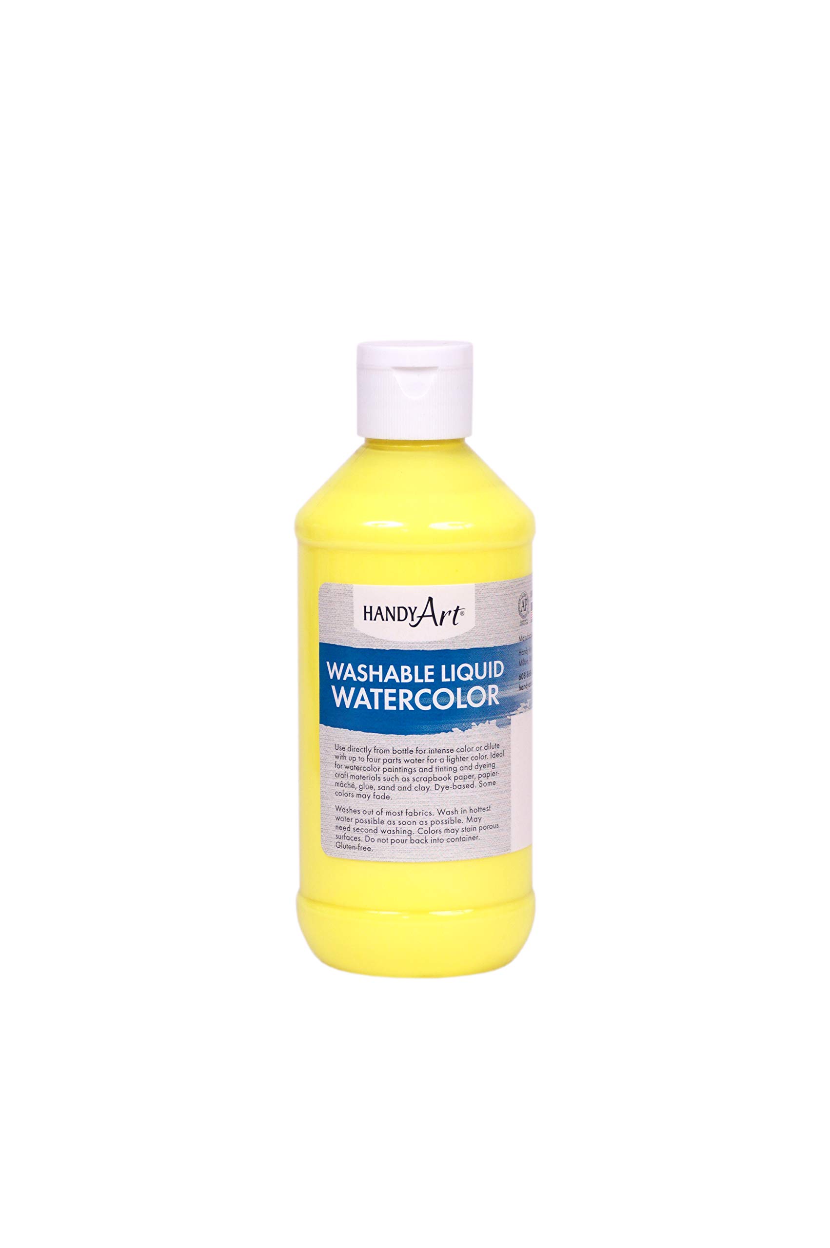 Handy Art Washable Liquid Watercolor Paint - 8 oz Fluorescent Yellow for Kids Art Projects, DIY Crafts & Classroom Activities | Non-Toxic & Easy Clean Up