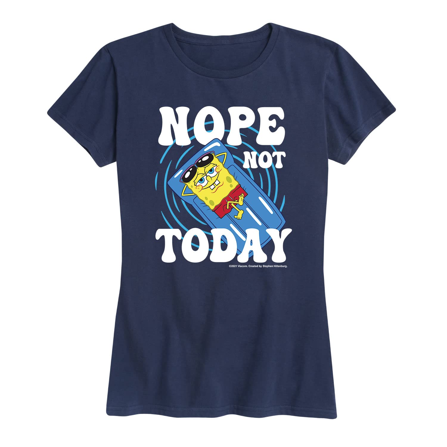 Spongebob Squarepants 'Nope Not Today' Women's Graphic T-Shirt | Funny Cartoon Short Sleeve Tee for Casual Wear & Pop Culture Fans