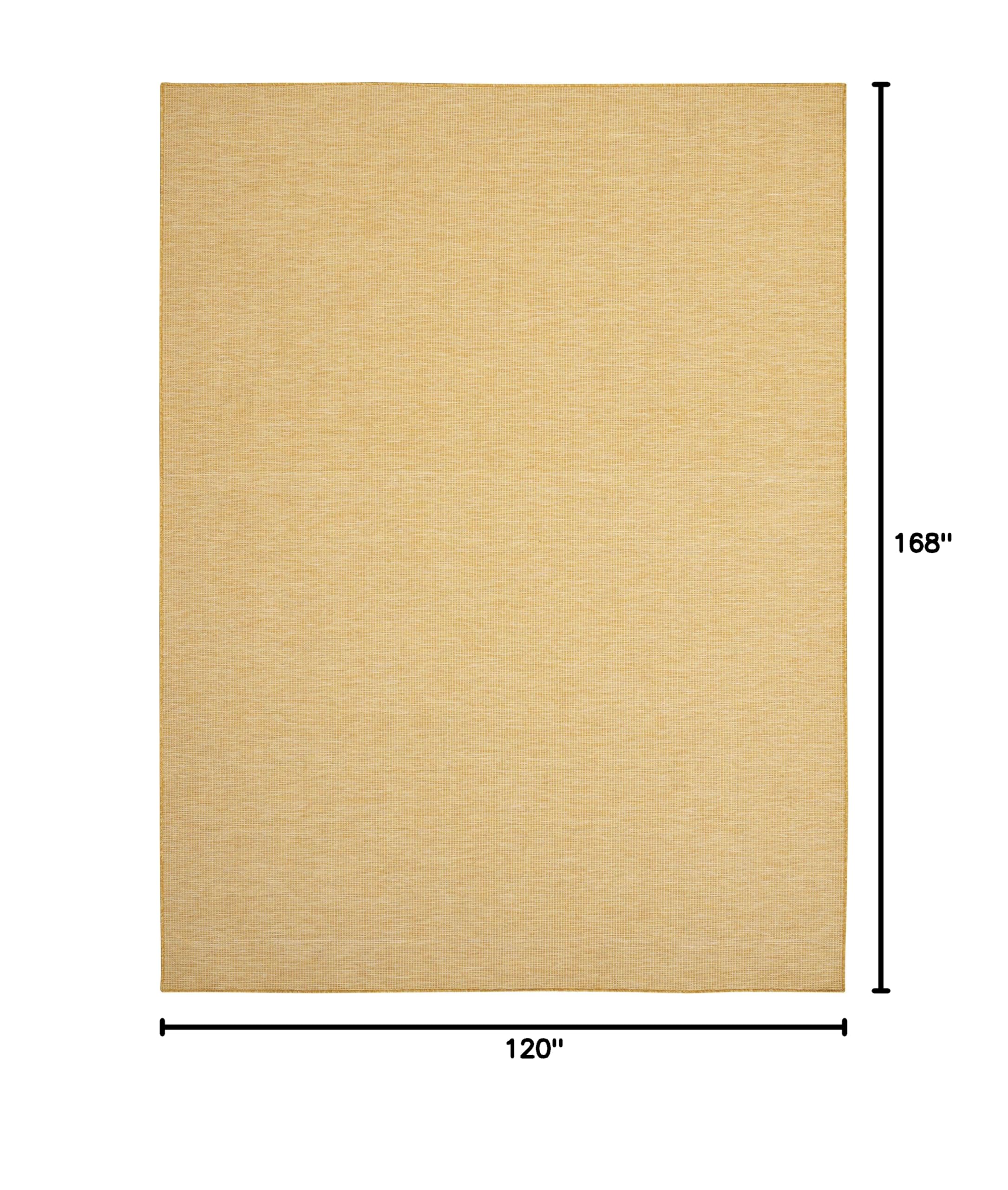 Nourison Positano 10' x 14' Indoor Outdoor Area Rug - Yellow, Easy Clean, Non-Shedding | Perfect for Bedroom, Living Room, Dining Room, Backyard, Deck & Patio Decor