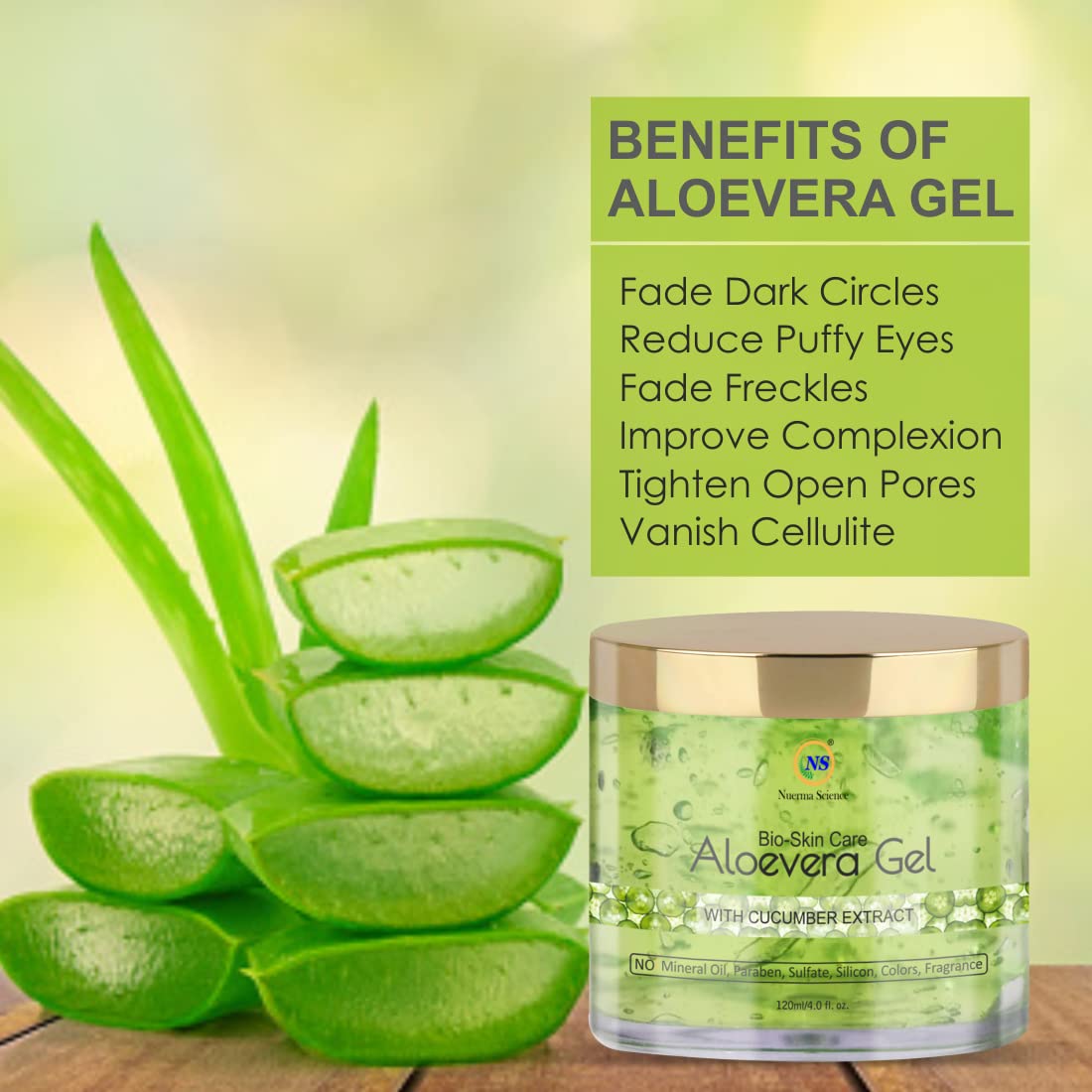 Nuerma Science Green Aloe Vera Gel & Clear Aloe Vera Gel for Face & Hair Care - 100% Pure Aloe Vera with Vitamin E - 100g Each, Pack of 2 - Hydrating Moisturizer for Sunburn Relief, Acne Treatment & Daily Skincare Routine