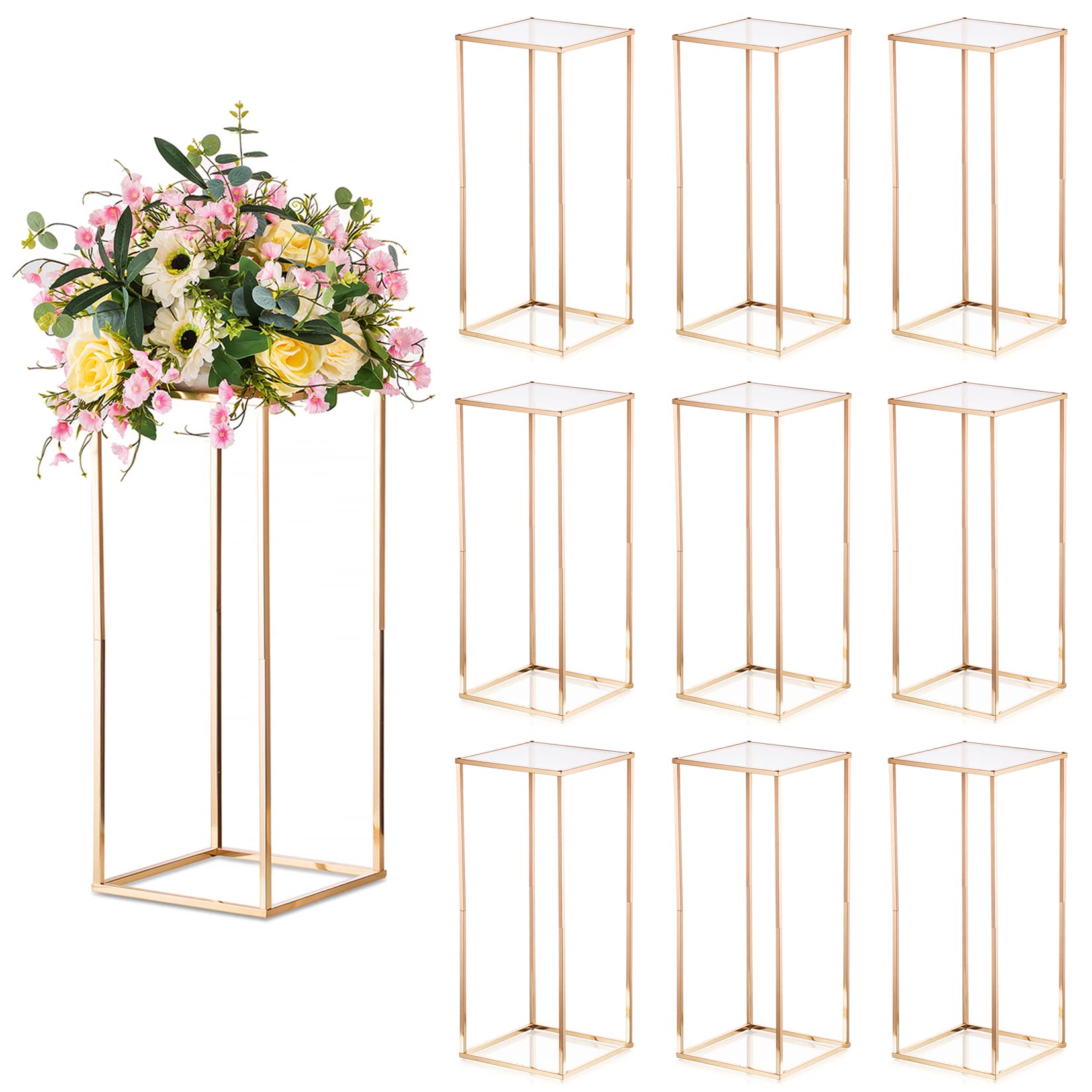 Modern Rectangular Wedding Centerpiece Decorations - 23.6 Inch Floral Arrangement Display Rack for Ceremony Tables & T-Stage Decor | Perfect for Wedding Receptions, Banquets, and Special Events