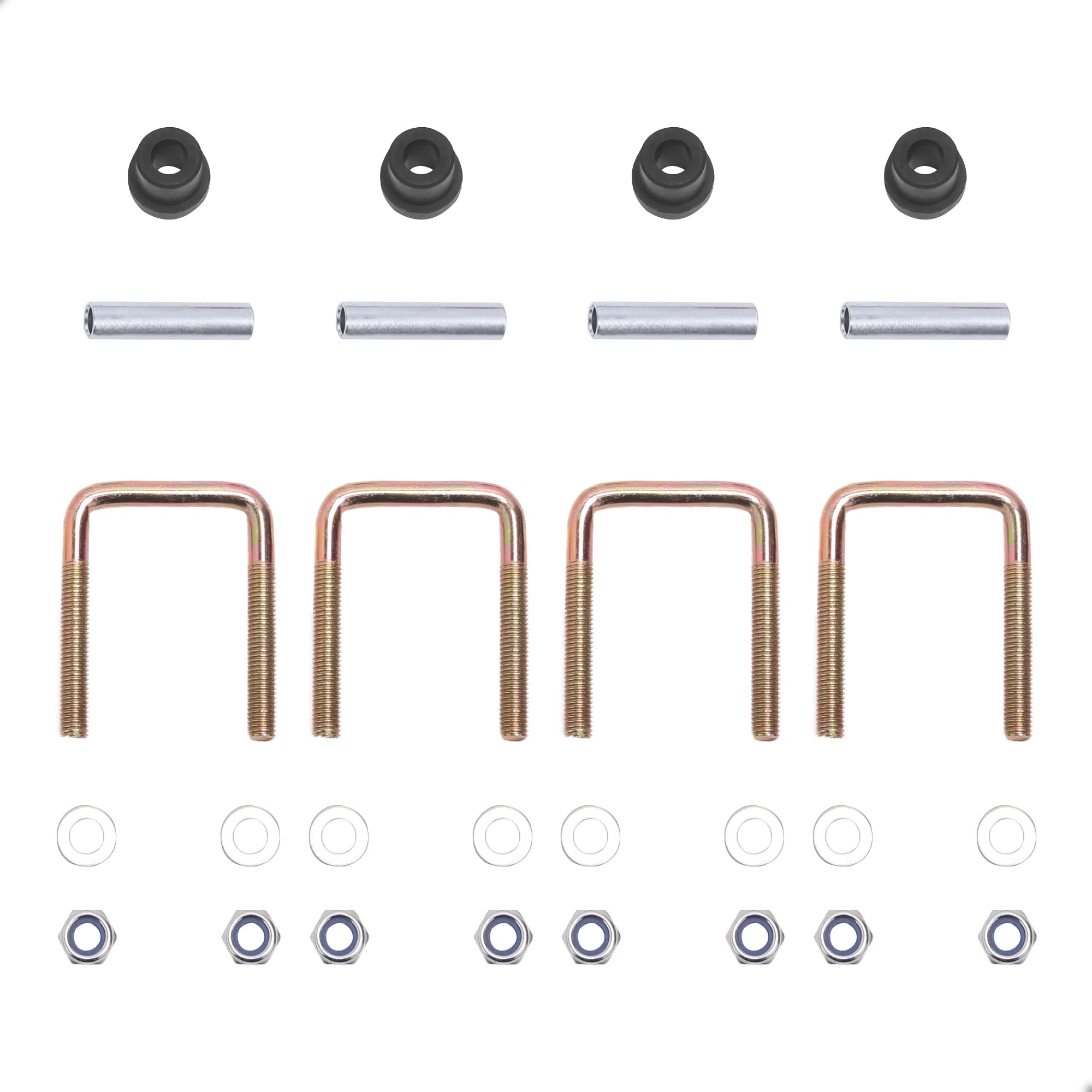 Heavy Duty 4-Leaf Spring Kit with Bushings & Sleeves for EZGO TXT Golf Cart 1995-2013 - Replacement Suspension Parts for Smooth Ride on Golf Courses & Campuses