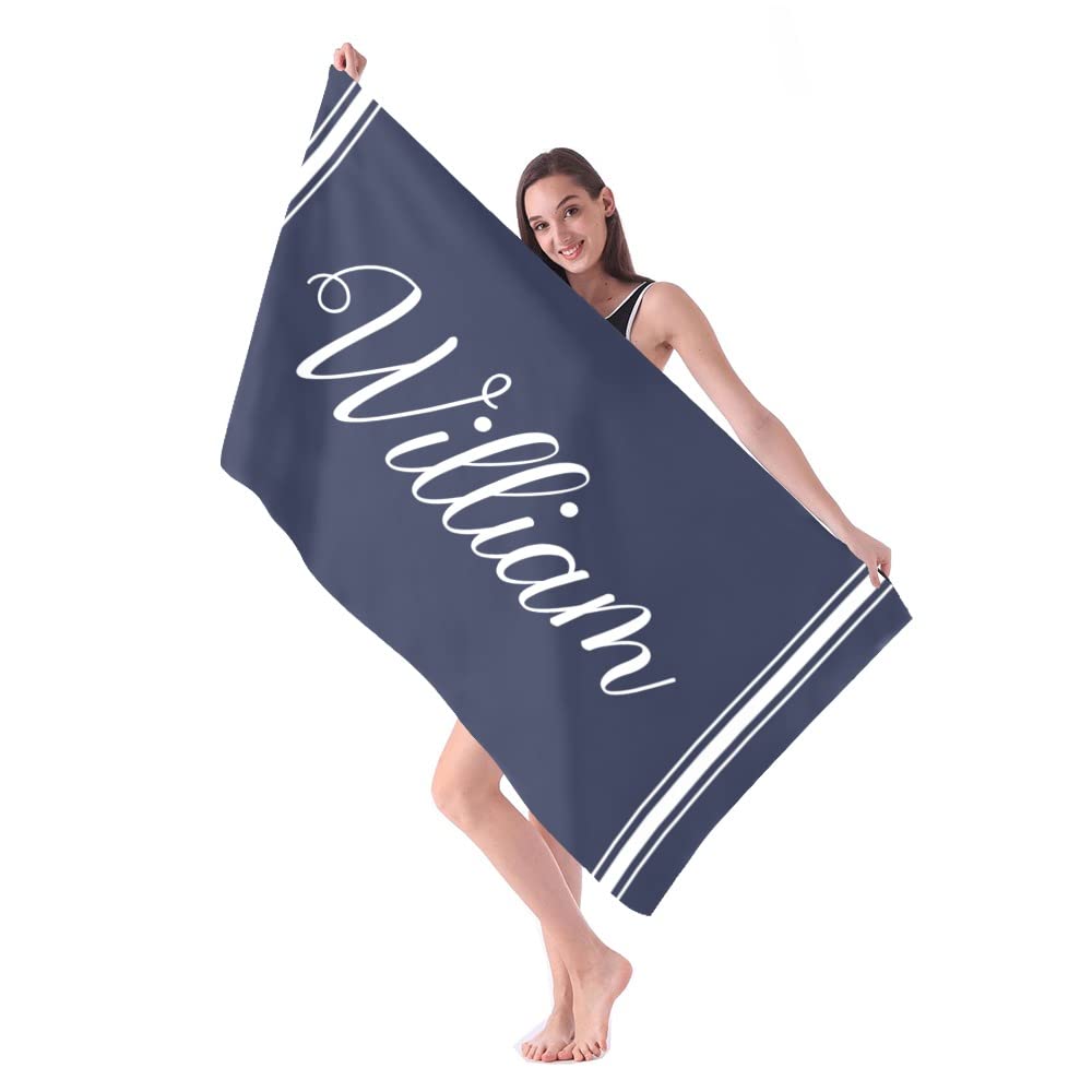 Custom Personalized Beach Towels for Men & Adults - Quick Dry Duck Blue Towel with Name - Perfect for Pool, Beach, Vacation & Summer Gifts
