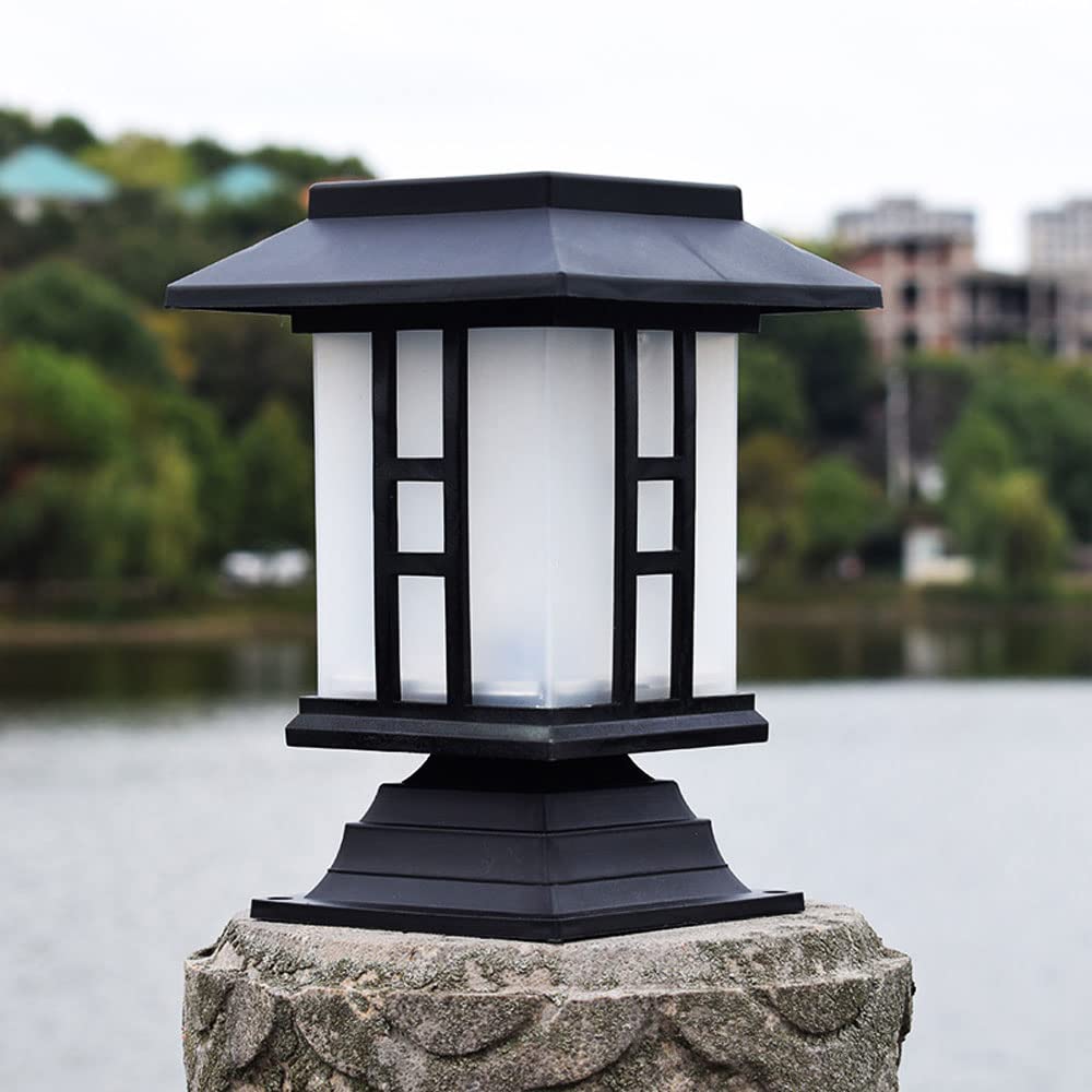 **Outdoor Solar LED Post Lantern Light - Waterproof ABS Pillar Lamp for Garden, Yard, Porch, Courtyard, Terrace - Perfect for Pathway, Patio, and Landscape Lighting**