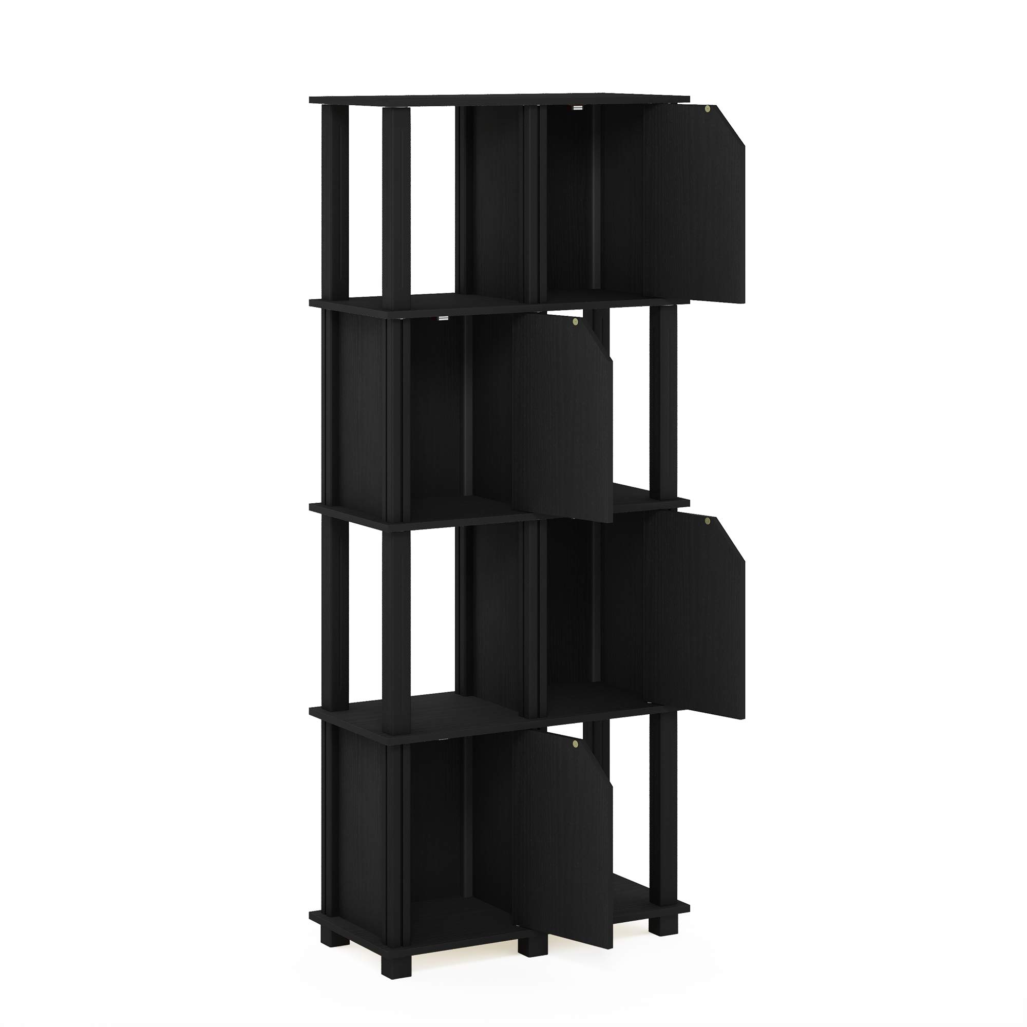 FURINNO Brahms 5-Tier Storage Shelf, Black Oak/Black - Space-Saving Organizer for Living Room, Bedroom, Office & Garage