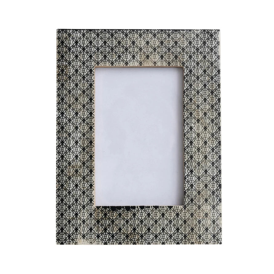 Black Charcoal Pattern Picture Frame - Elegant Wooden Photo Frame for Wall & Tabletop Display - Perfect for Home, Office & Gift Decor